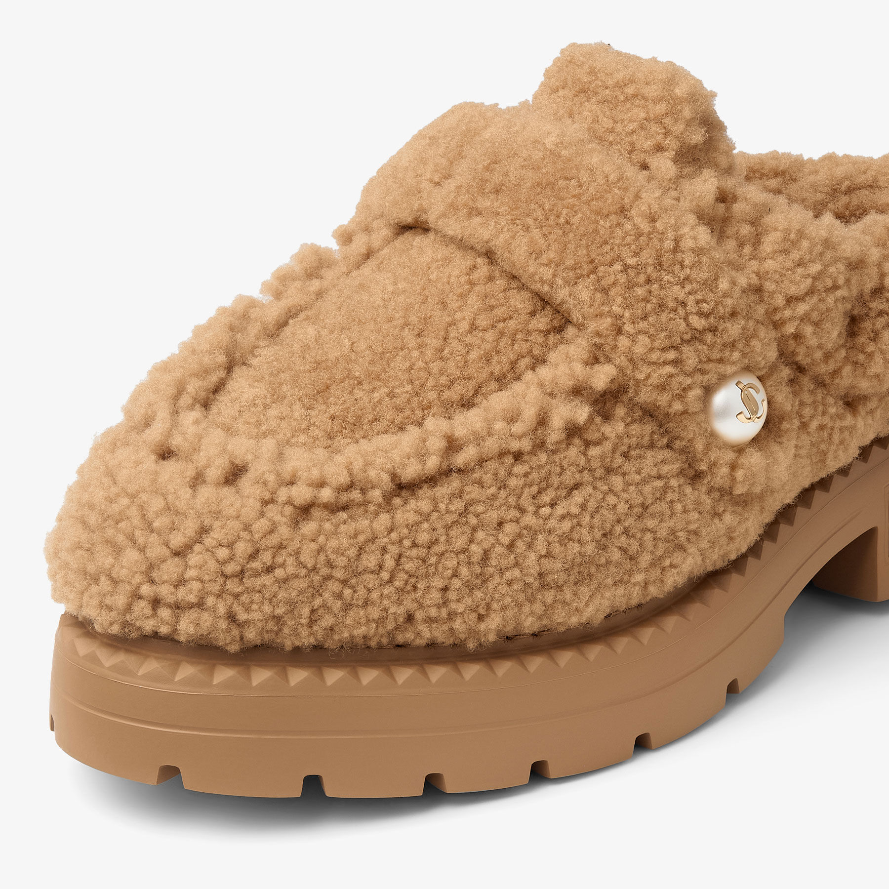 Shea Mule Flat Rattan Curly Shearling Flats