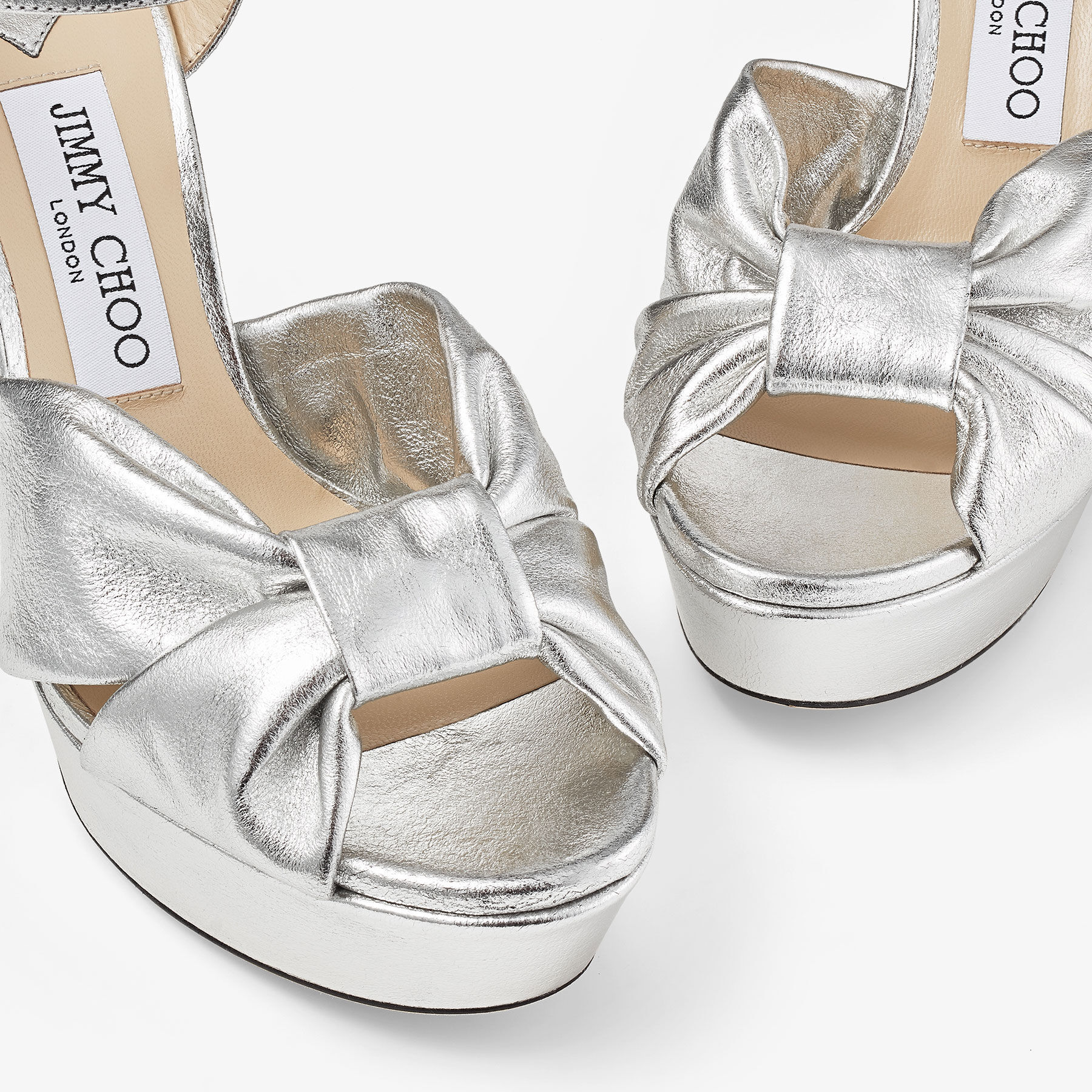 Heloise 120 Silver Metallic Nappa Leather Platform Sandals