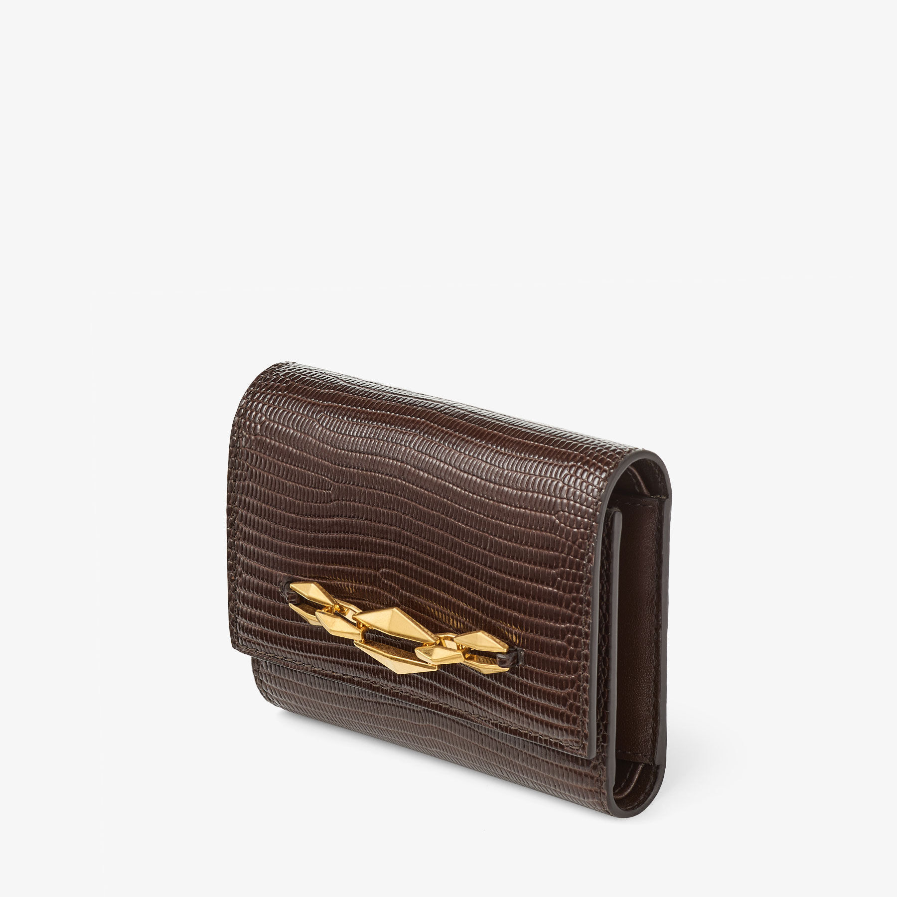 Marinda Coffee Lizard Printed Leather Wallet