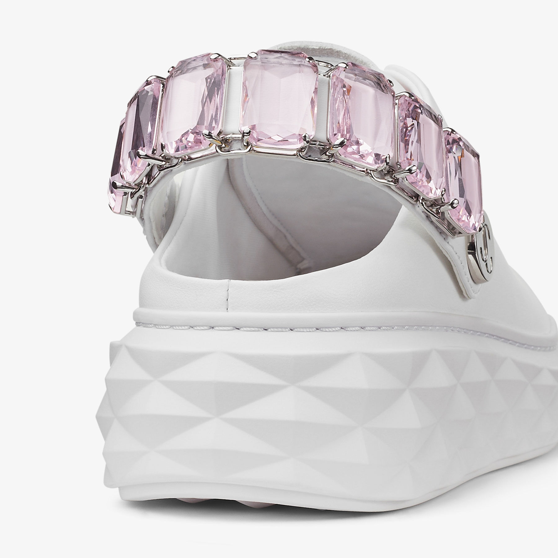 Diamond Sling White/Pink Nappa Leather Crystal Trainers