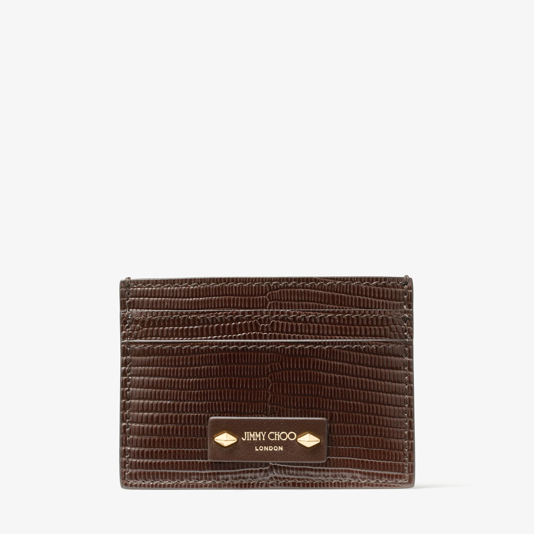 Umika Coffee Lizard Printed Leather Card Holder