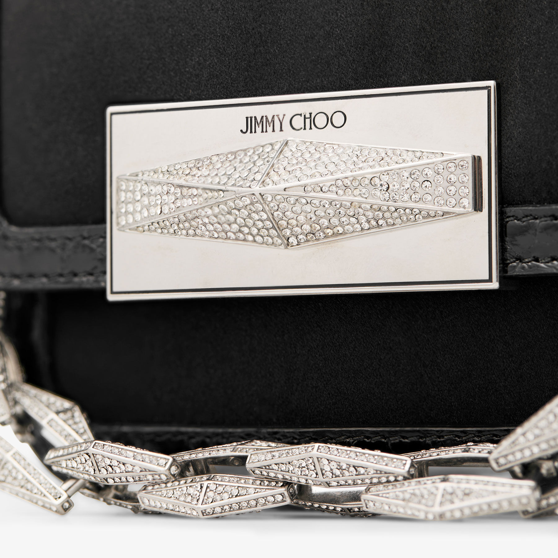 Mini Diamond Top Handle Black Satin Mini Bag