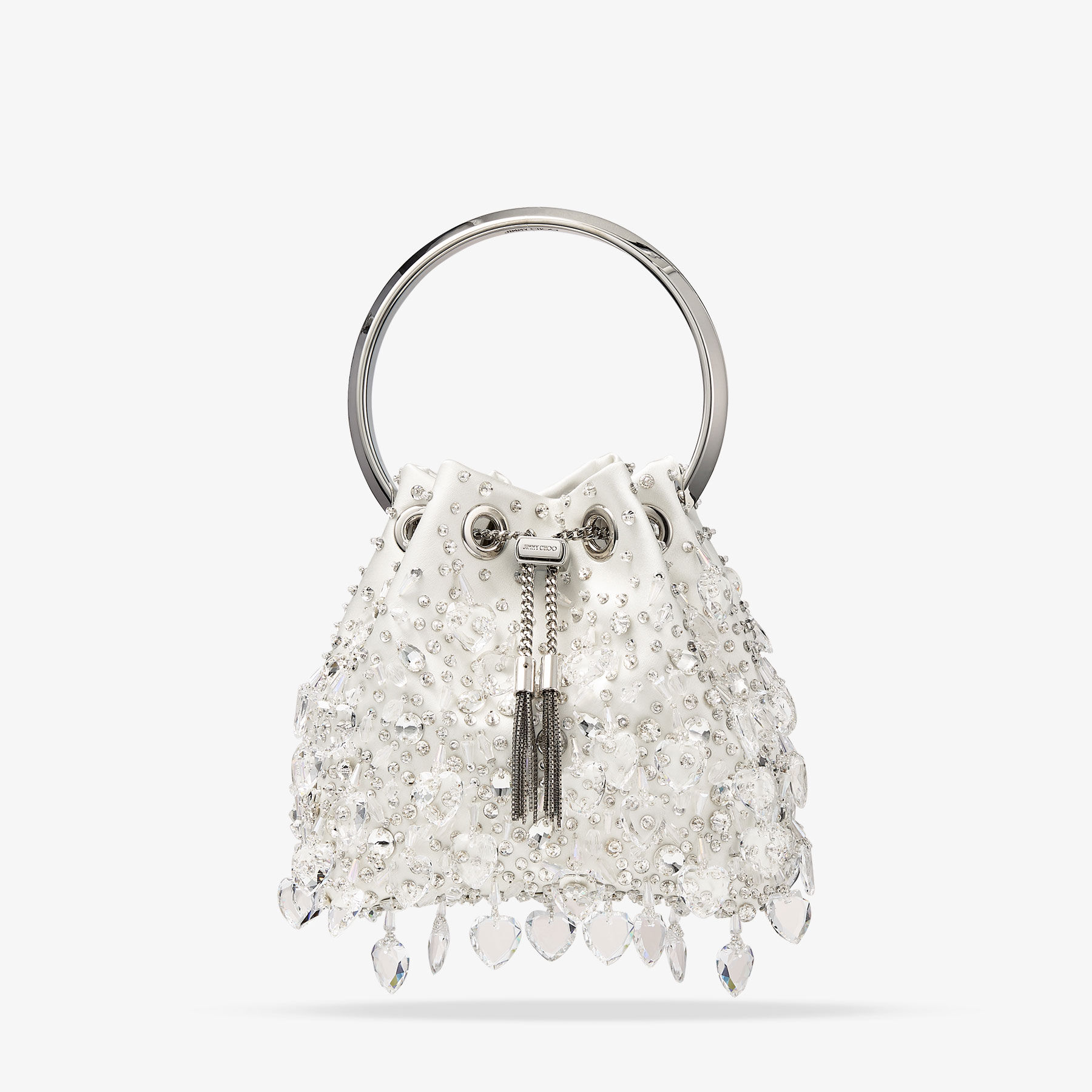 Bon Bon Latte Satin Crystal Heart Bag