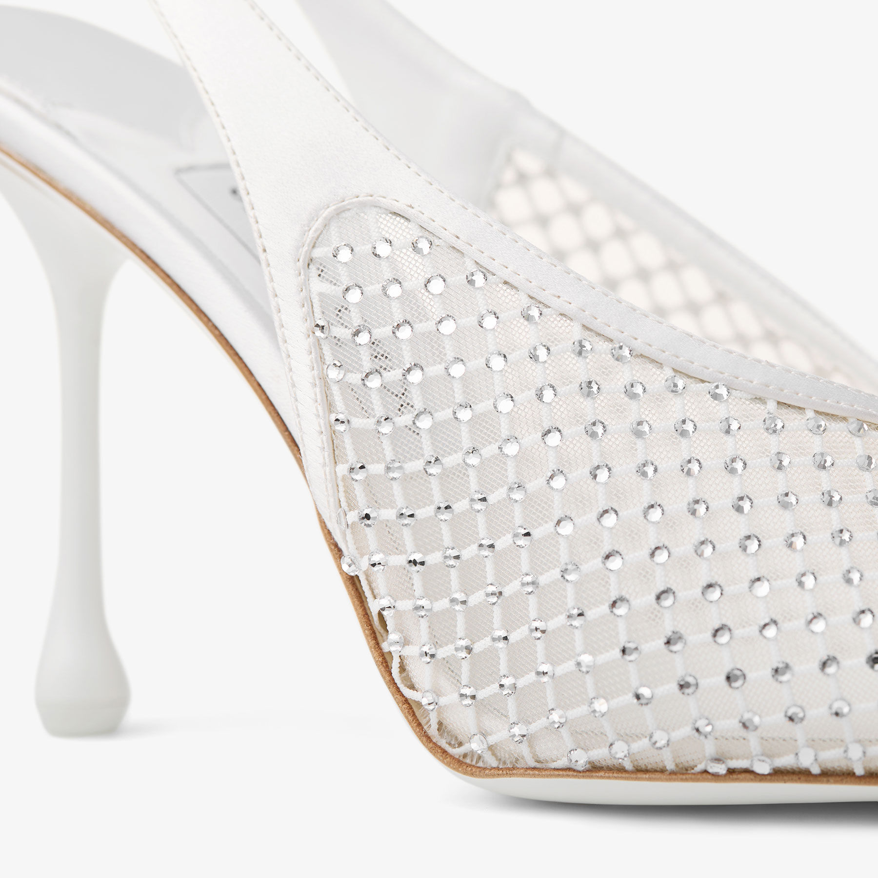 Isa 95 White Crystal Mesh Satin Pumps