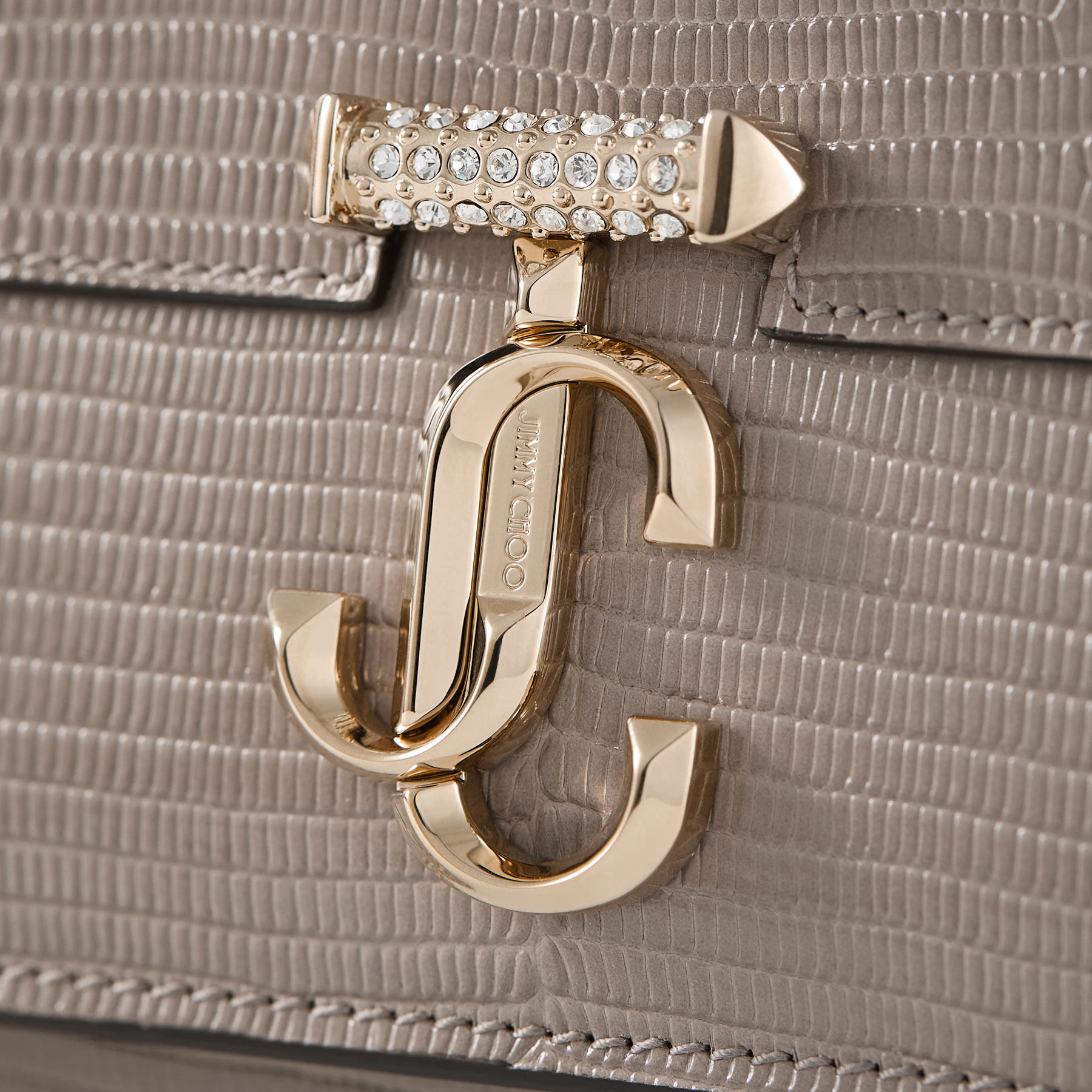 Avenue Clutch Taupe Lizard Printed Leather Clutch Bag