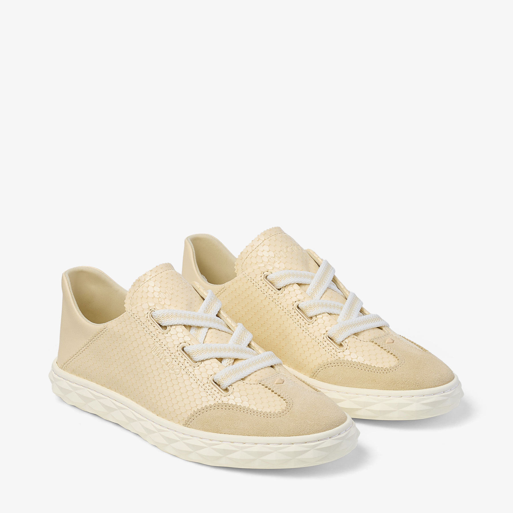 Diamond Light Flex F Yellow Buttermilk Elaphe Print Leather Trainers