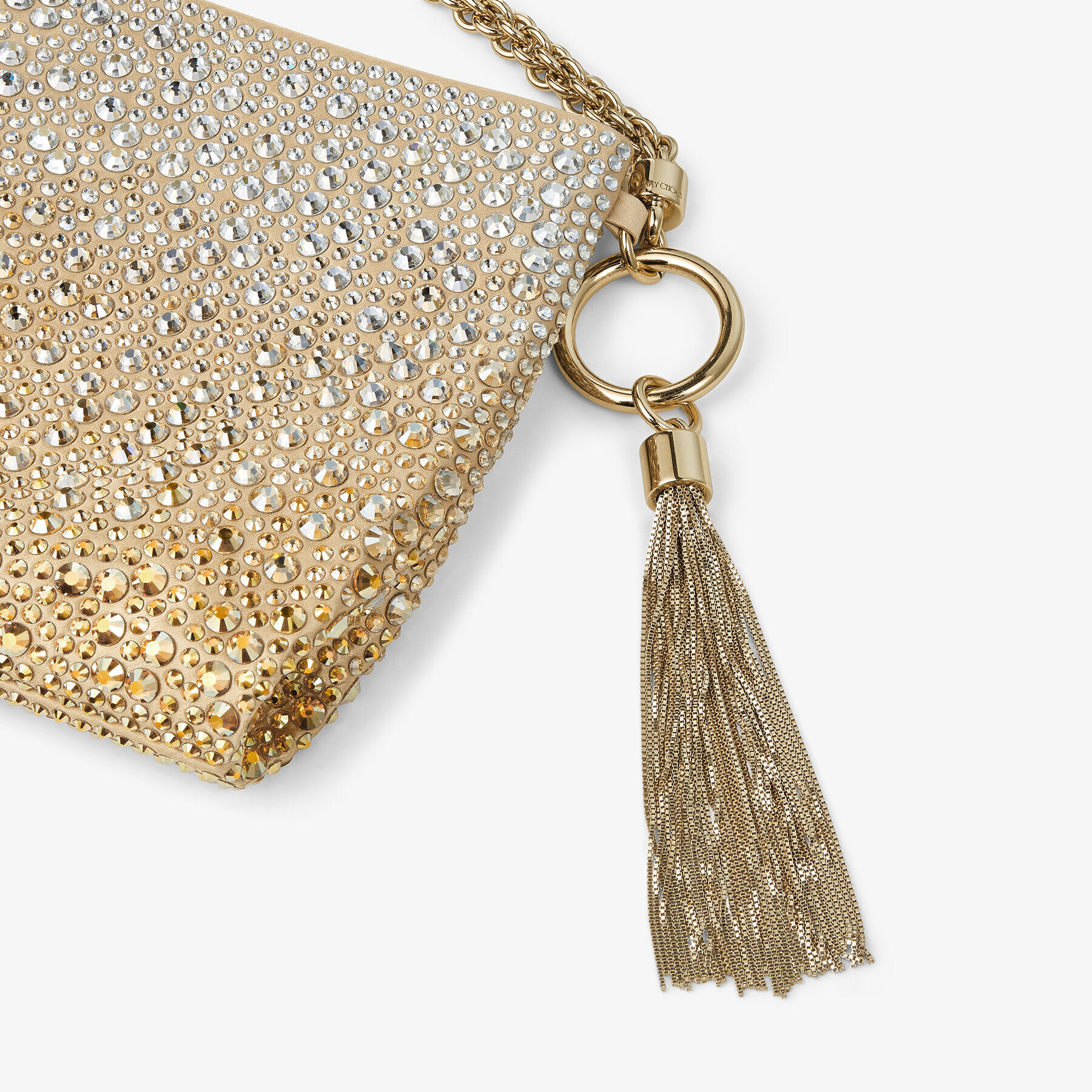 Callie Gold Satin Bag with Dégradé Crystals