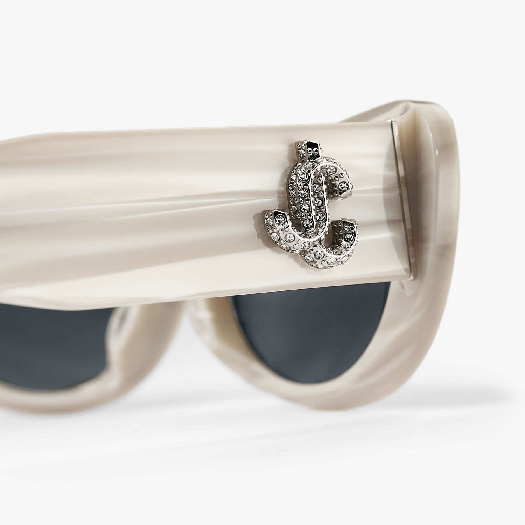 Danny White Striped Oval Sunglasses