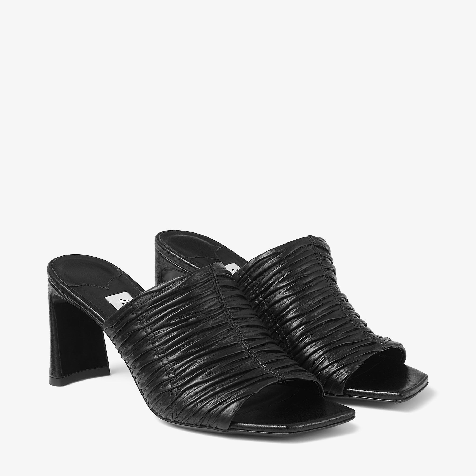 Lua Mule 75 Black Leather Mules