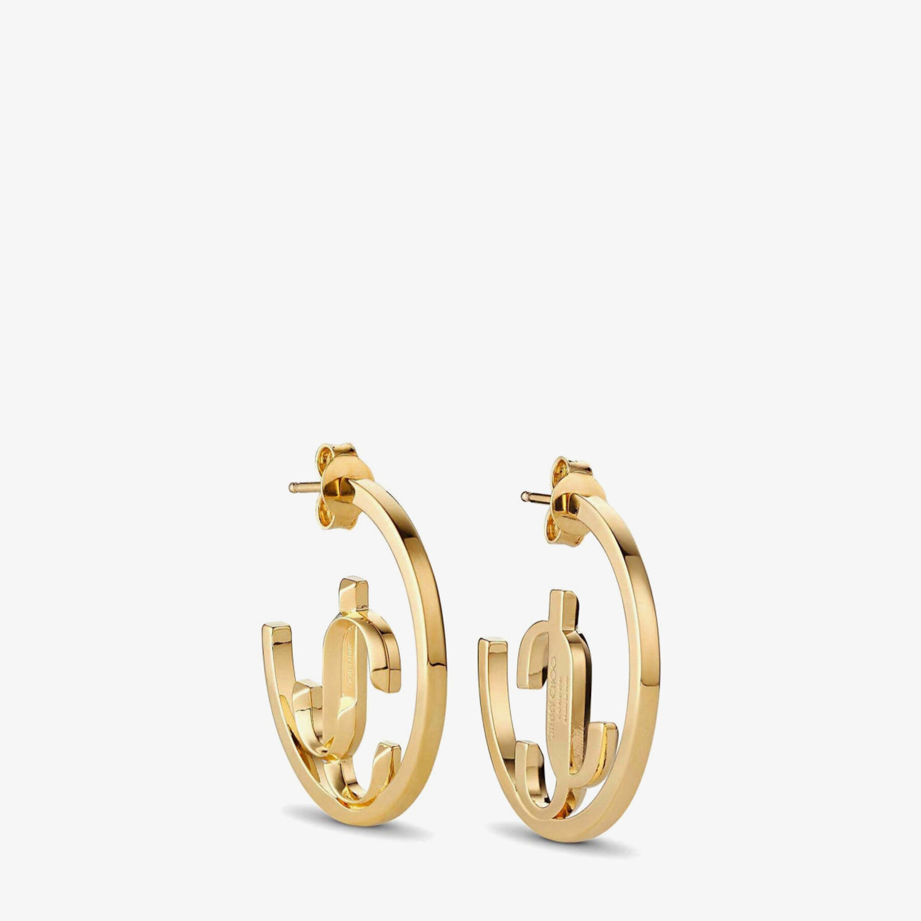 JC Monogram Hoops Gold-Finish Metal JC Monogram Hoops