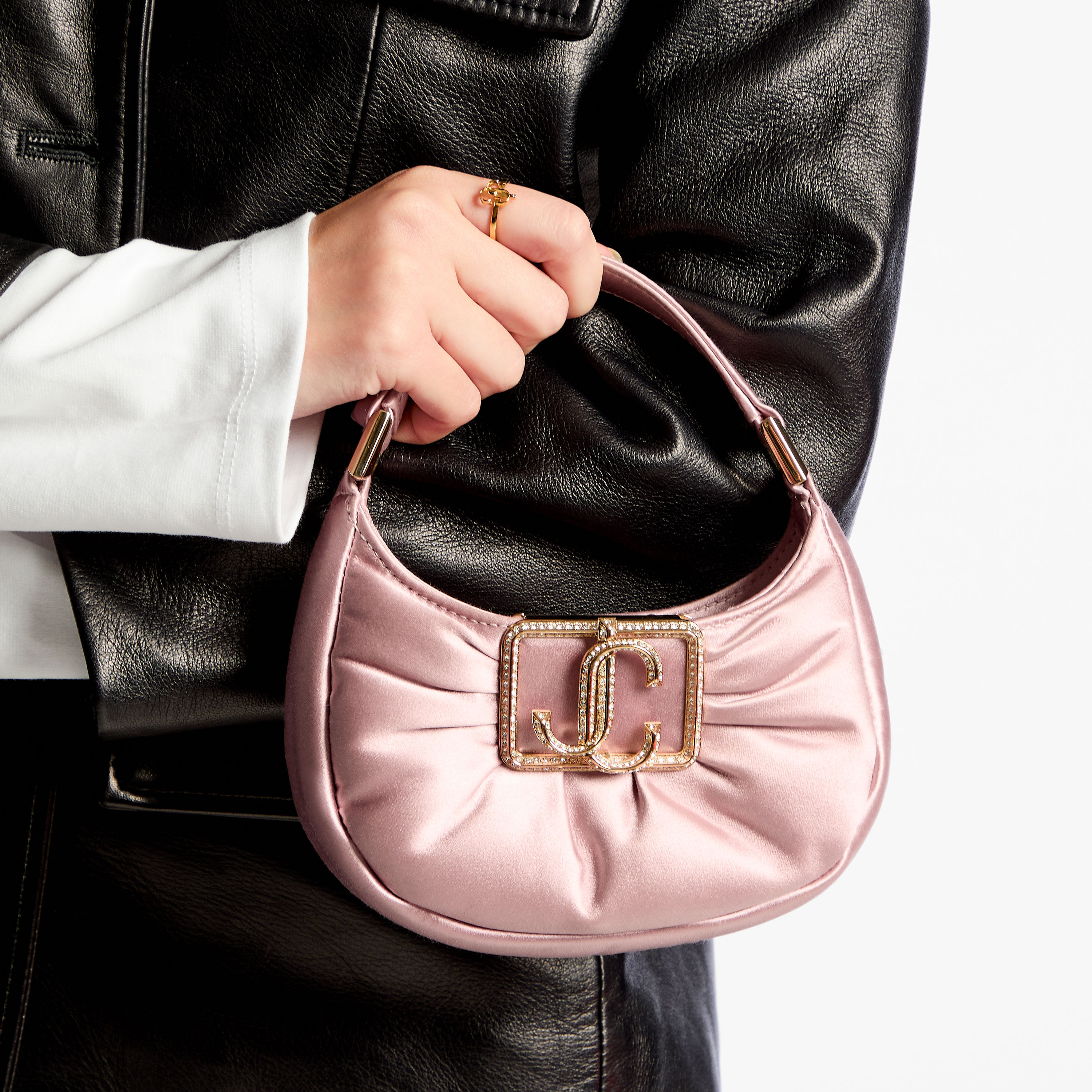 Edie Hobo Mini Rose Satin Mini Bag