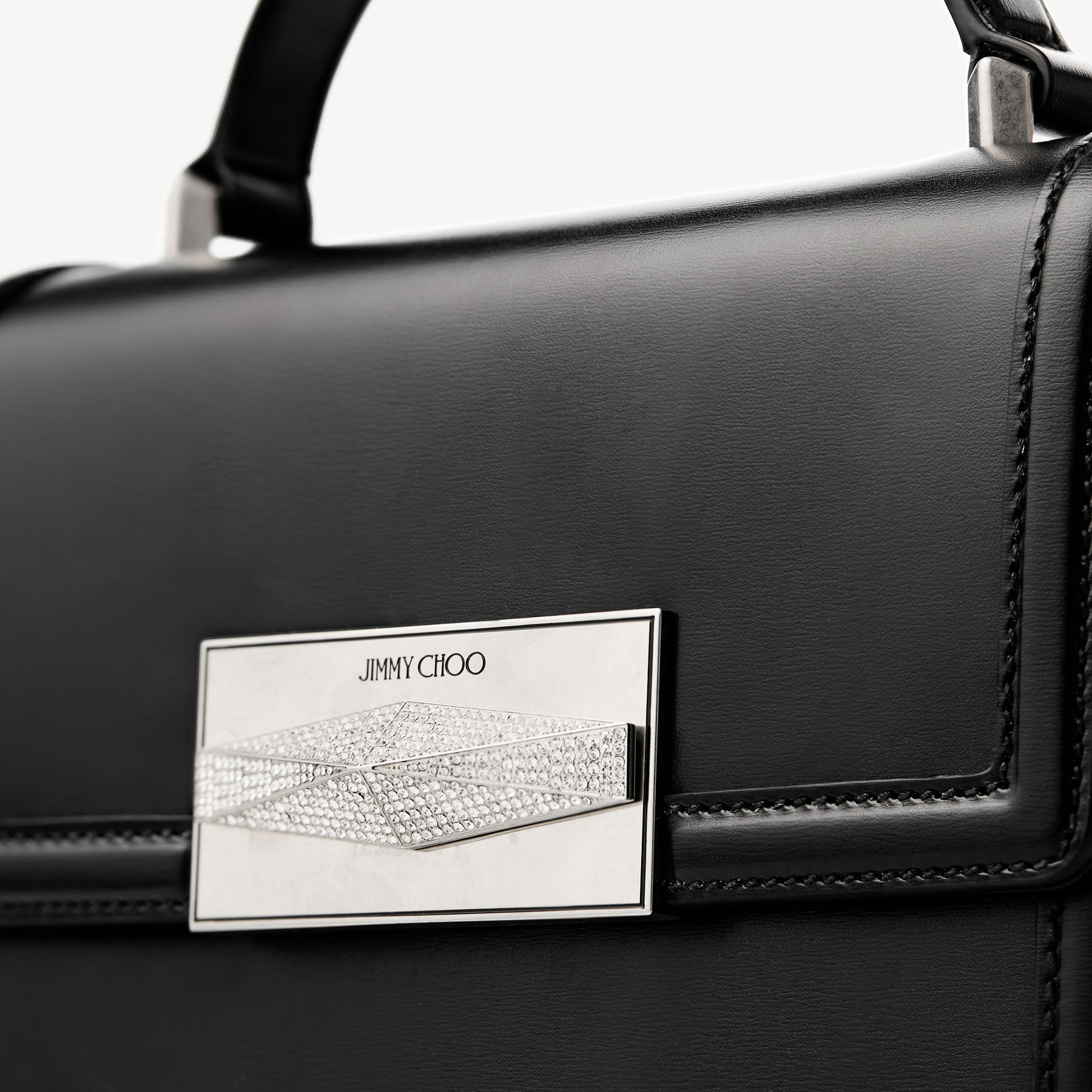Diamond Top Handle Black Top-Handle Bag