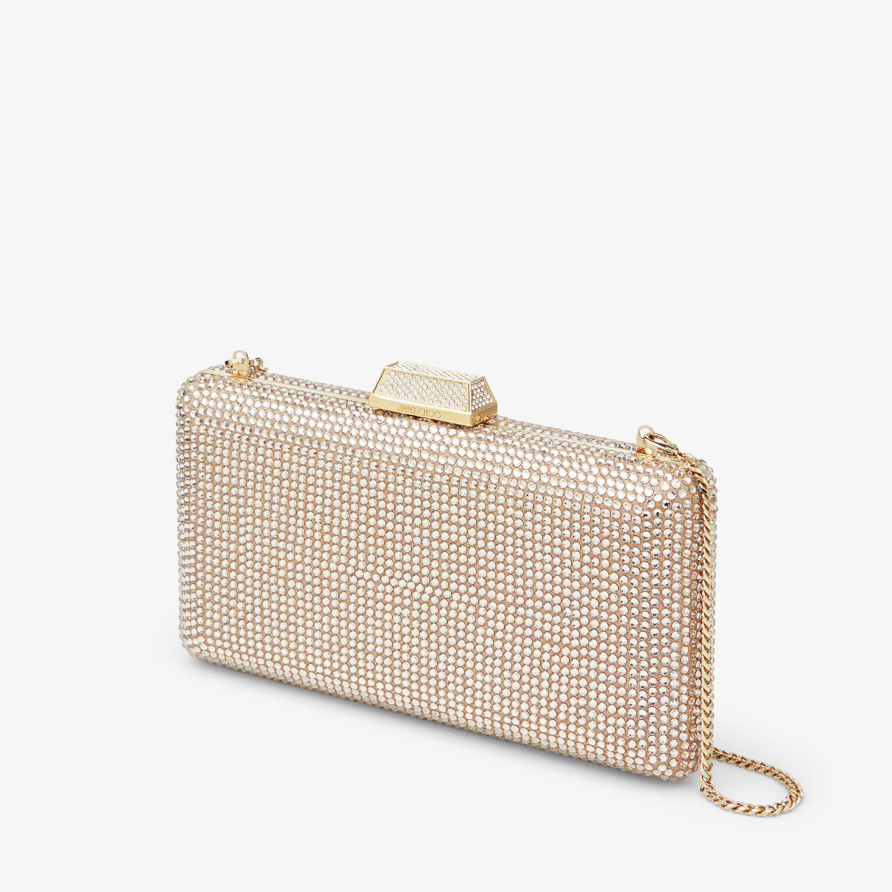 Clemmie Honey Gold Suede Clutch Bag with Crystals