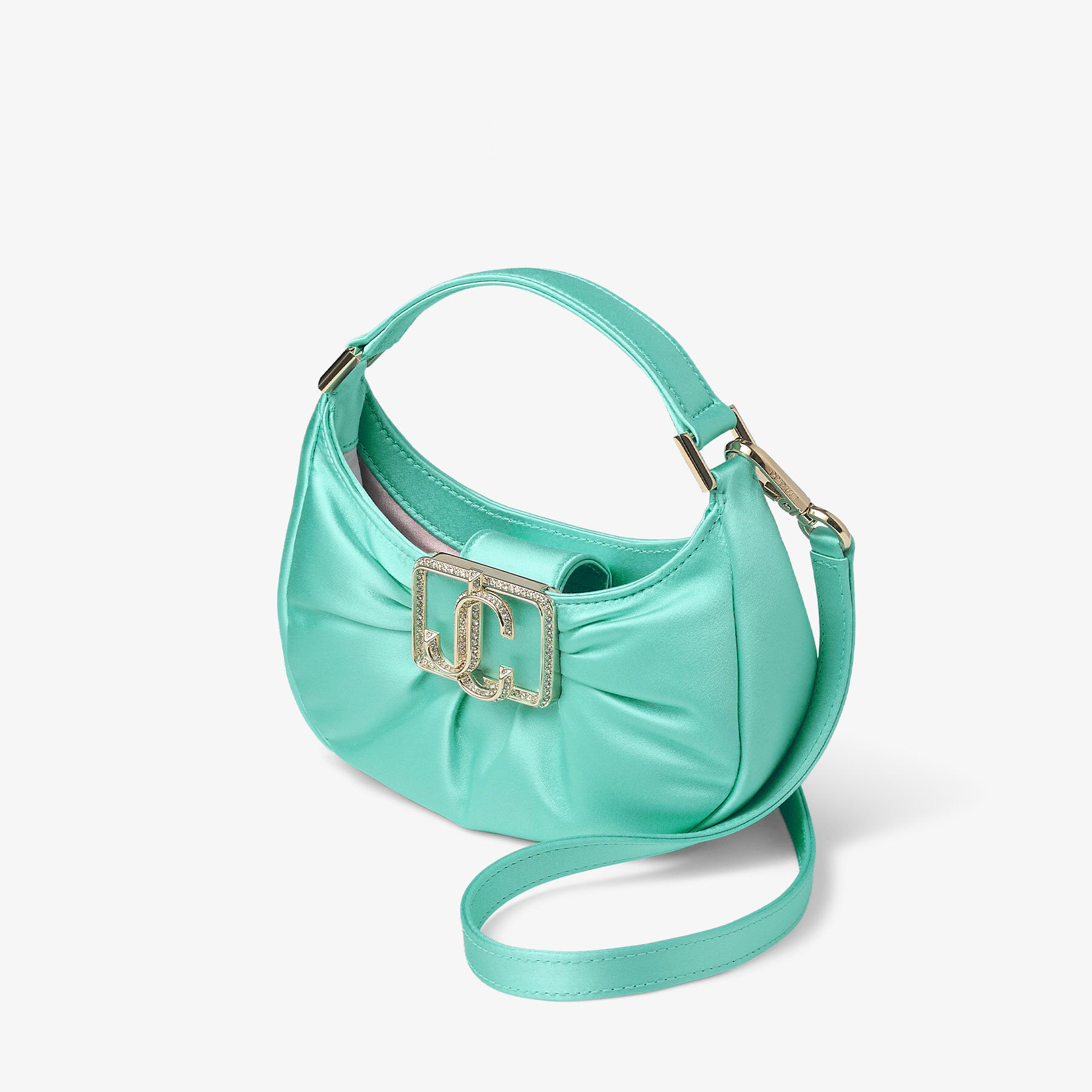 Edie Hobo Mini Aqua Green Satin Mini Bag