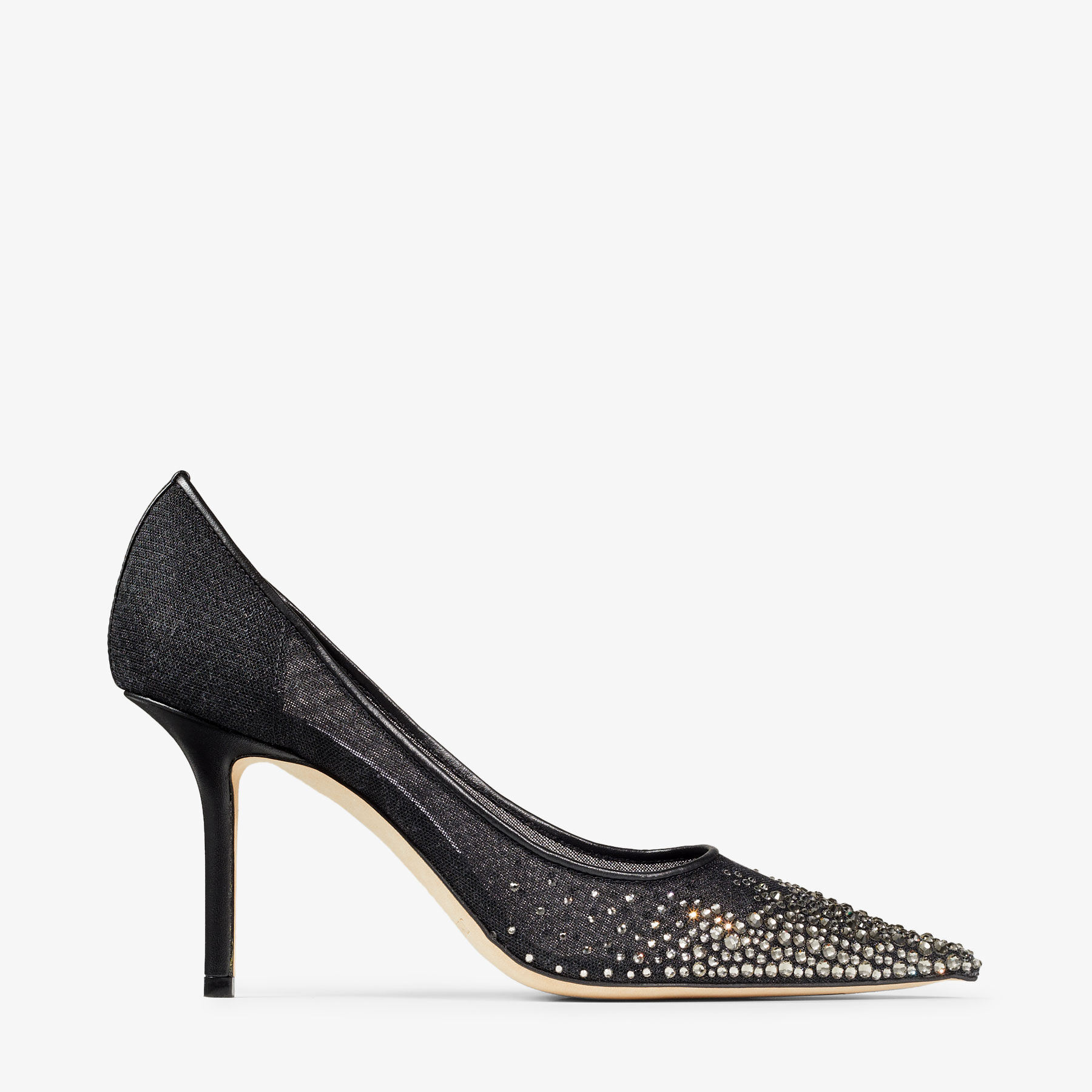 Love 85 Black Mesh Pumps with Dégradé Crystals