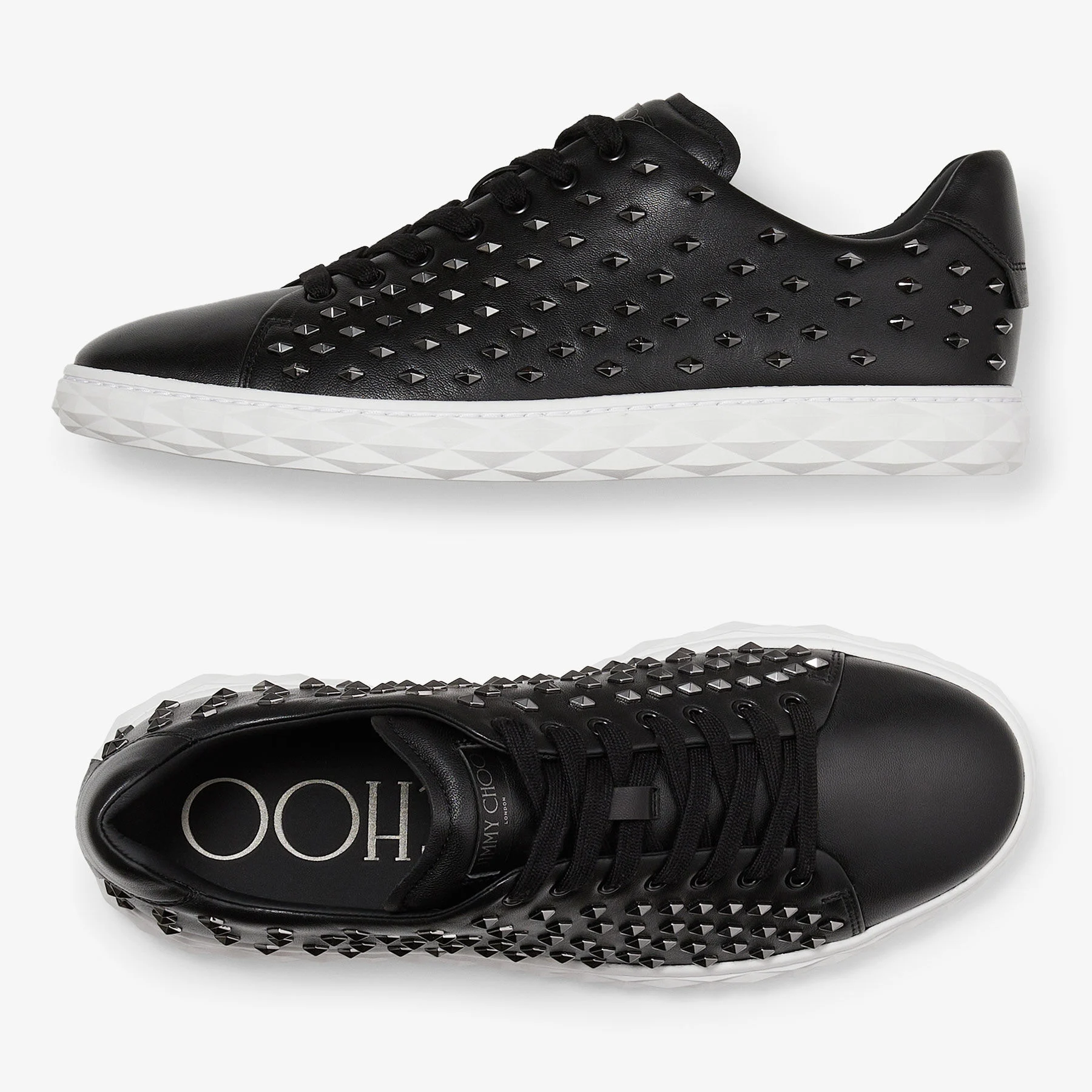 Diamond Light M Black Nappa Low-Top Trainers with Studs