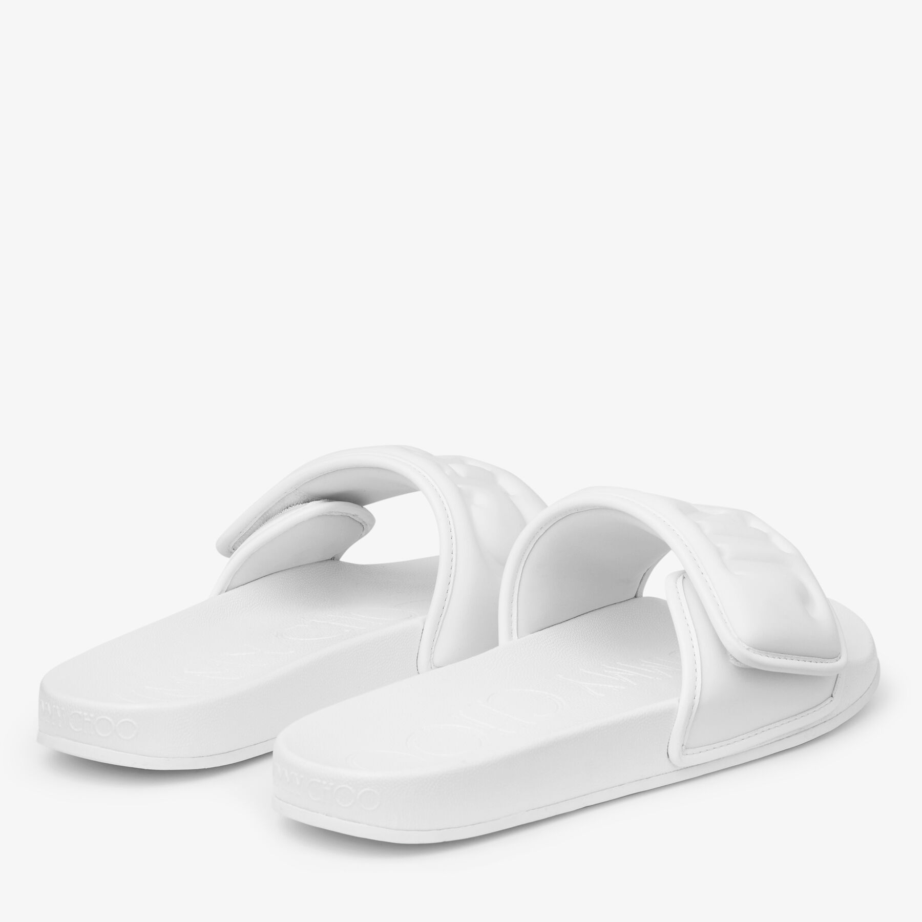 Fitz M White Puffed Logo Lycra Slides