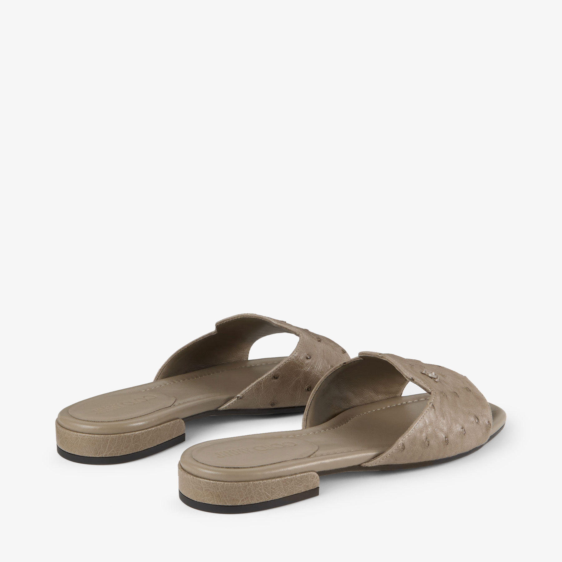 Dina Flat Taupe Ostrich Leather Flats