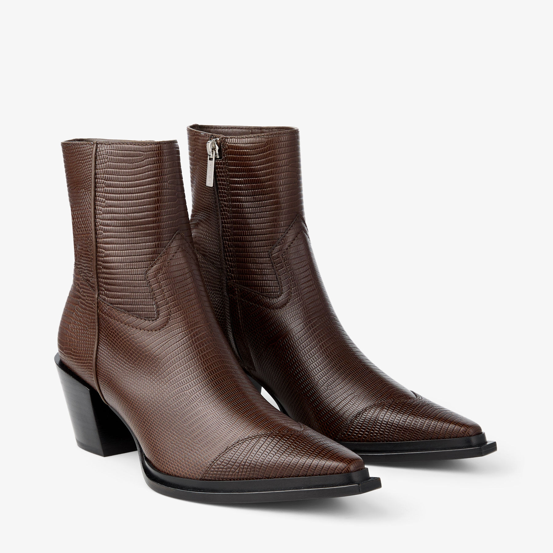 Cece Ankle Boot 60 Coffee Lizard Printed Leather Ankle Boots