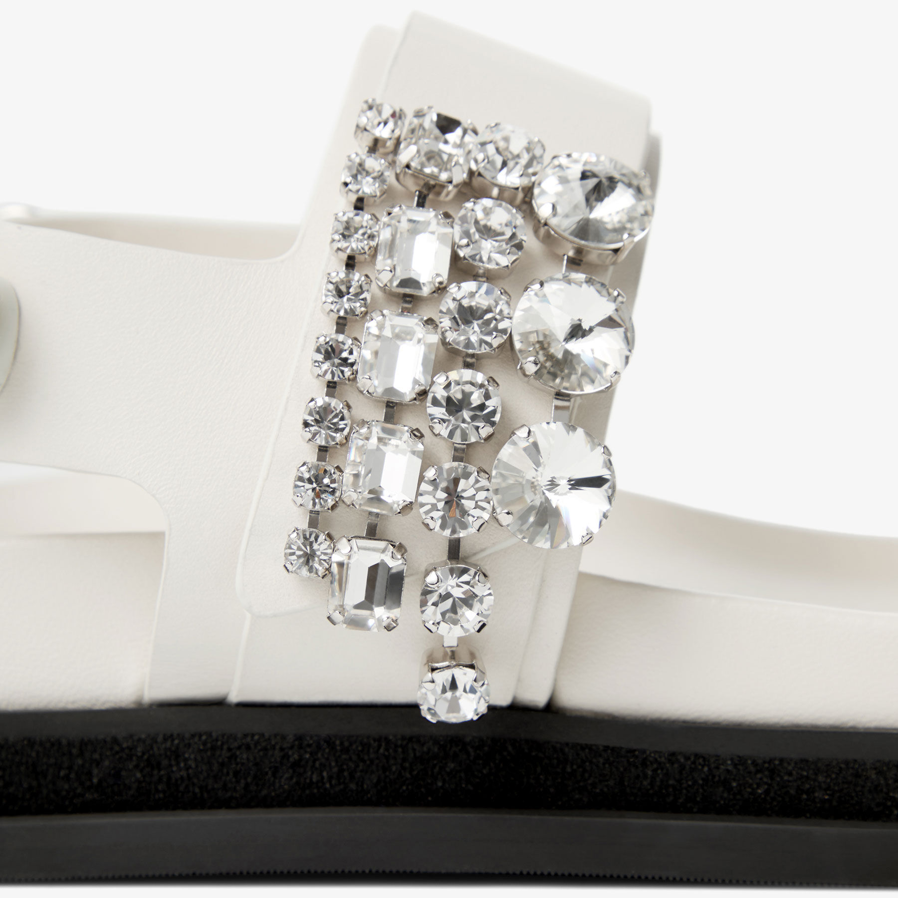 Verity Sandal Flat Latte Leather Crystal Flat Sandals