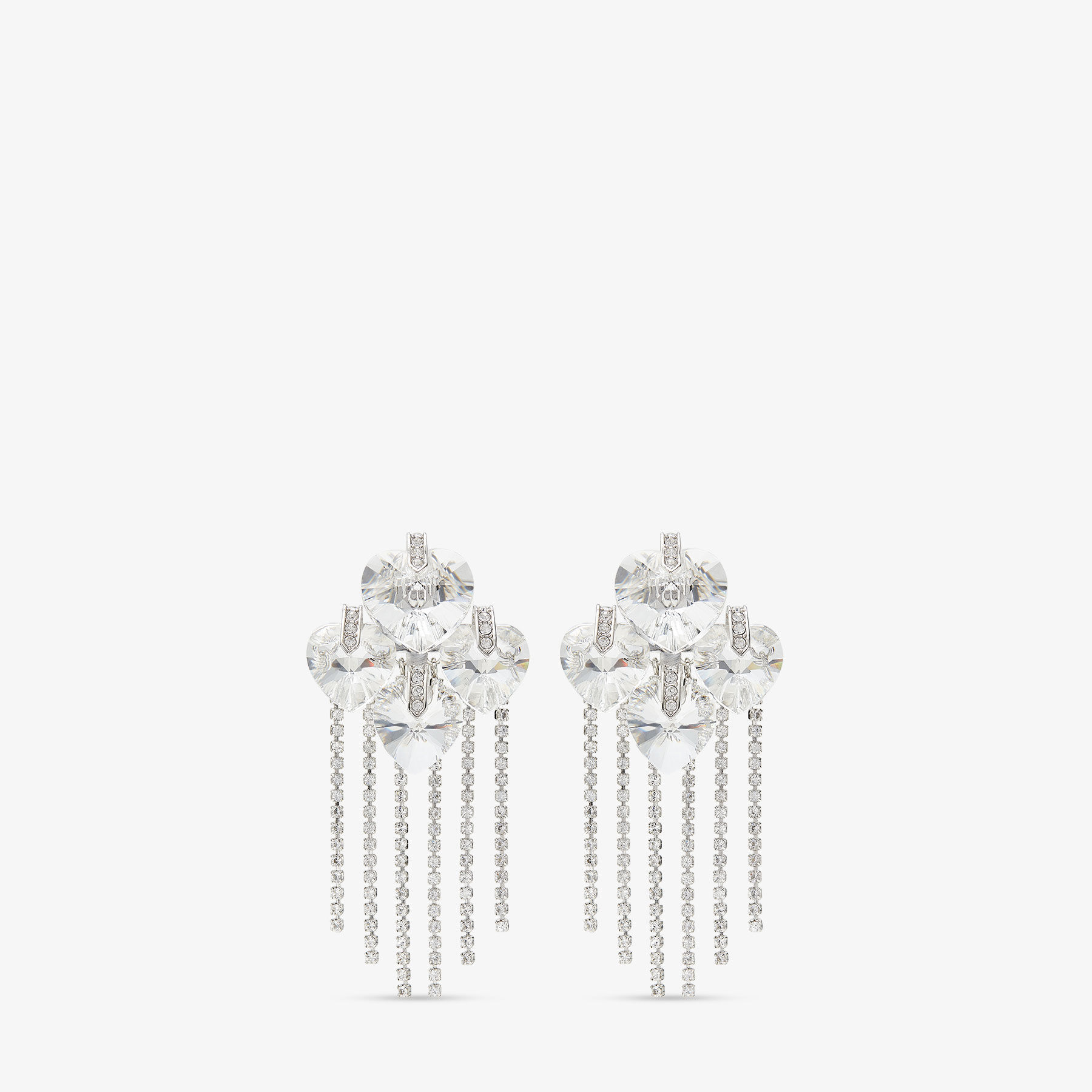 Heart Drop Earring Silver-Finish Heart Drop Earrings with Crystals