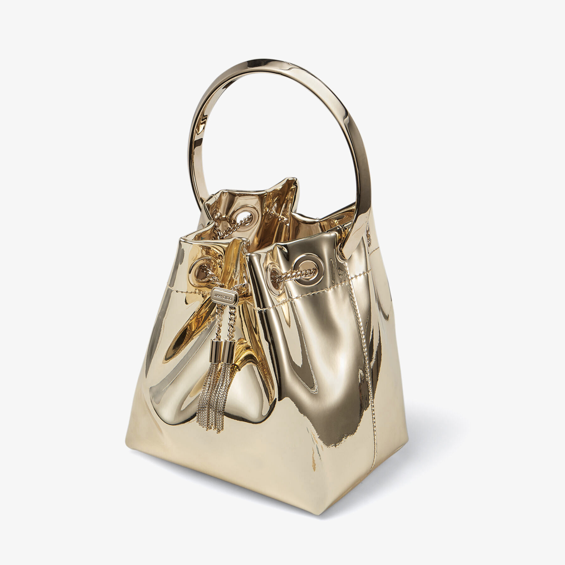 Bon Bon Gold Mirror Fabric Mini Bag with Metal Handle