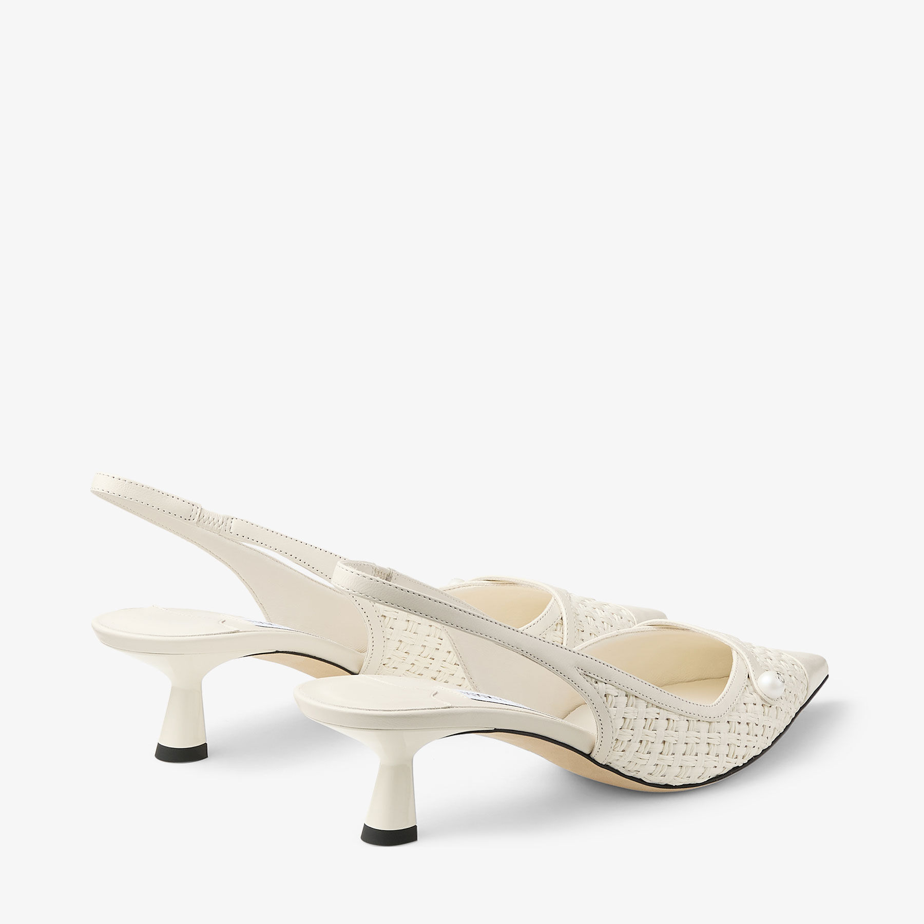 Amita 45 Latte Leather and Raffia Pumps
