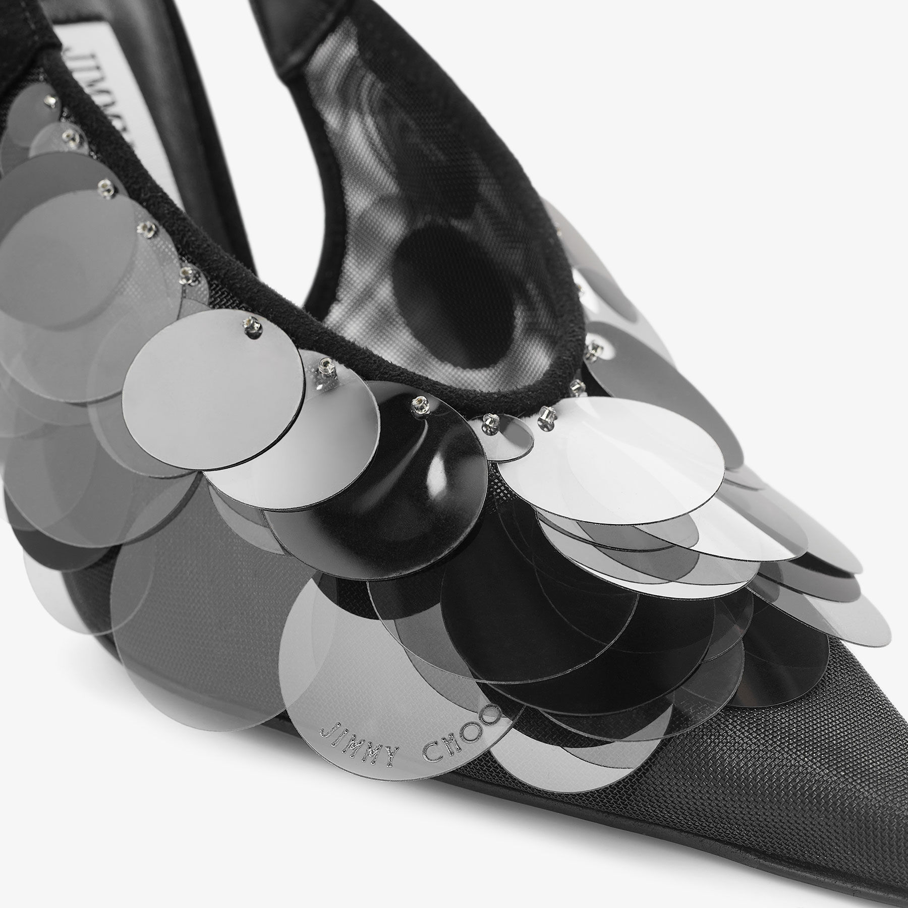 Isa 95 Black Mesh Paillette Pumps