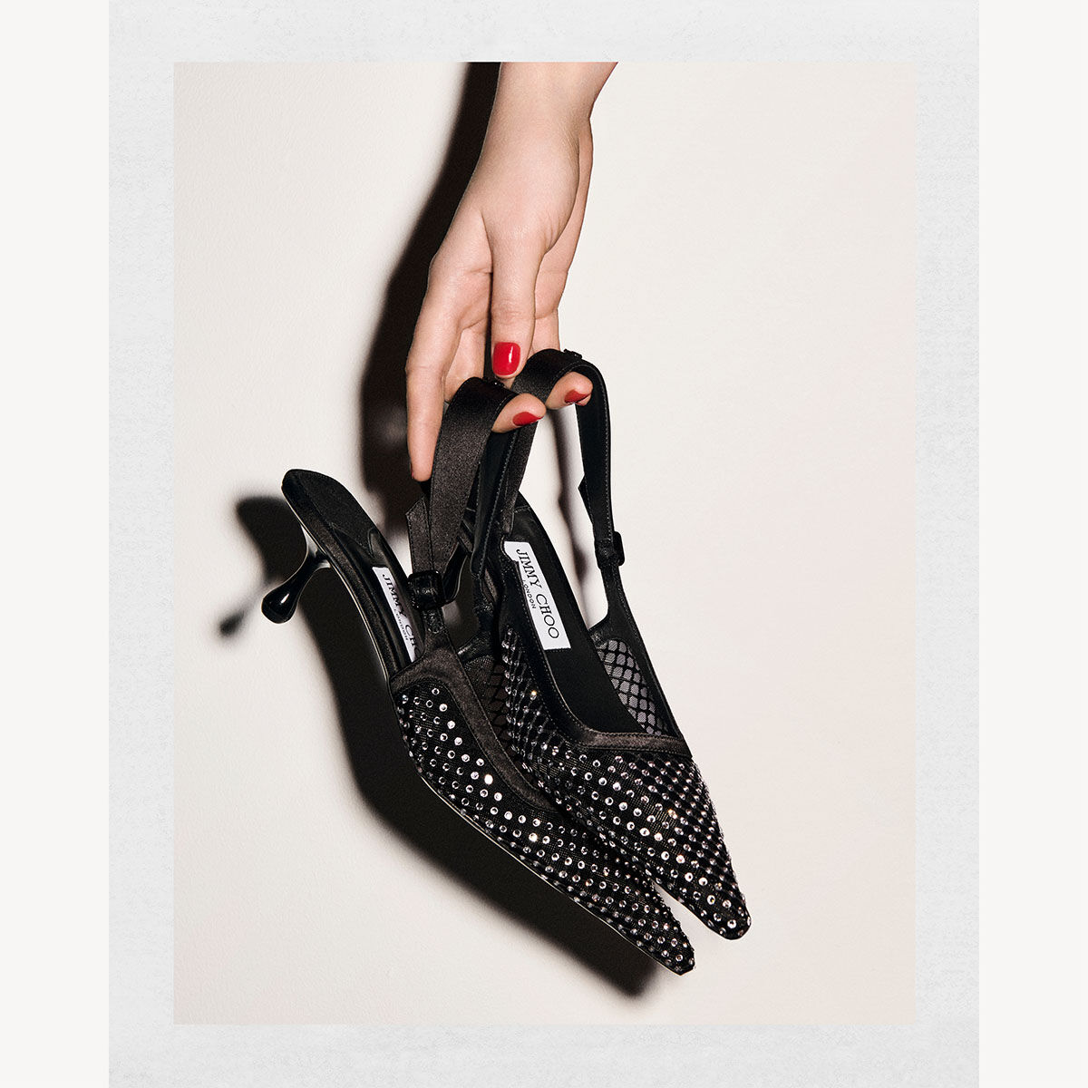 Amel 50 Black Crystal Mesh & Satin Pumps