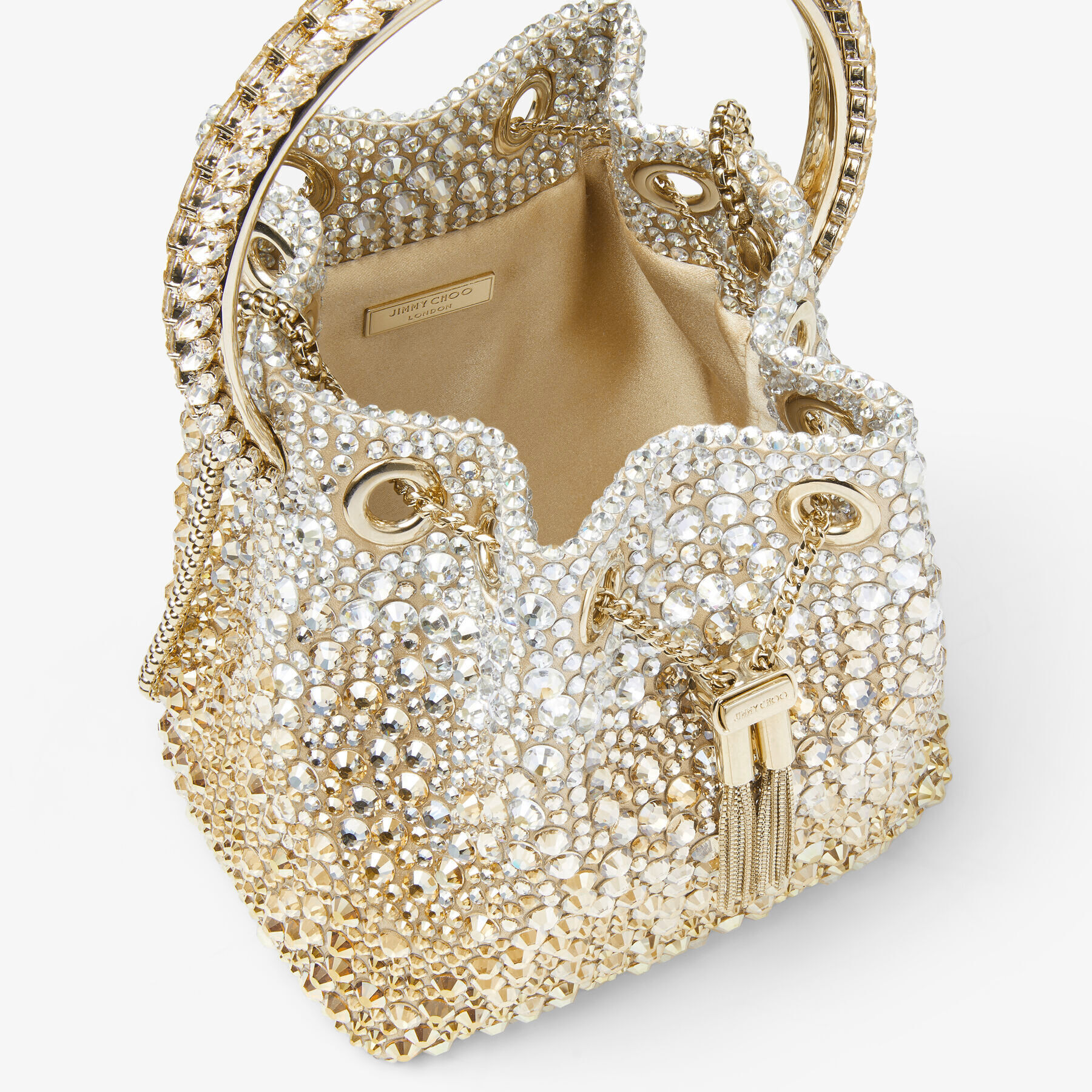 Bon Bon Gold Satin Bag with Crystals