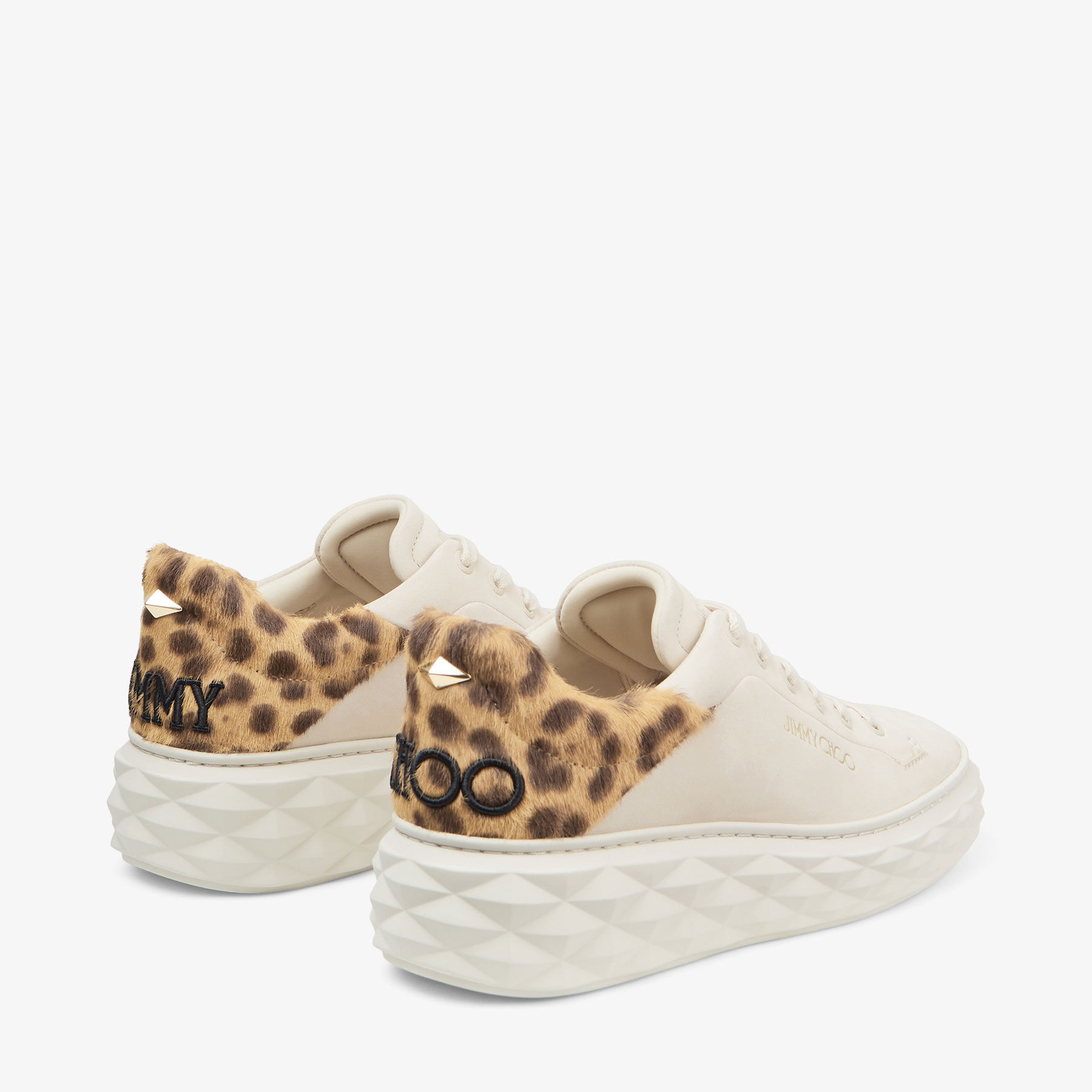Diamond Maxi F II Chalk Leopard Print Leather Trainers