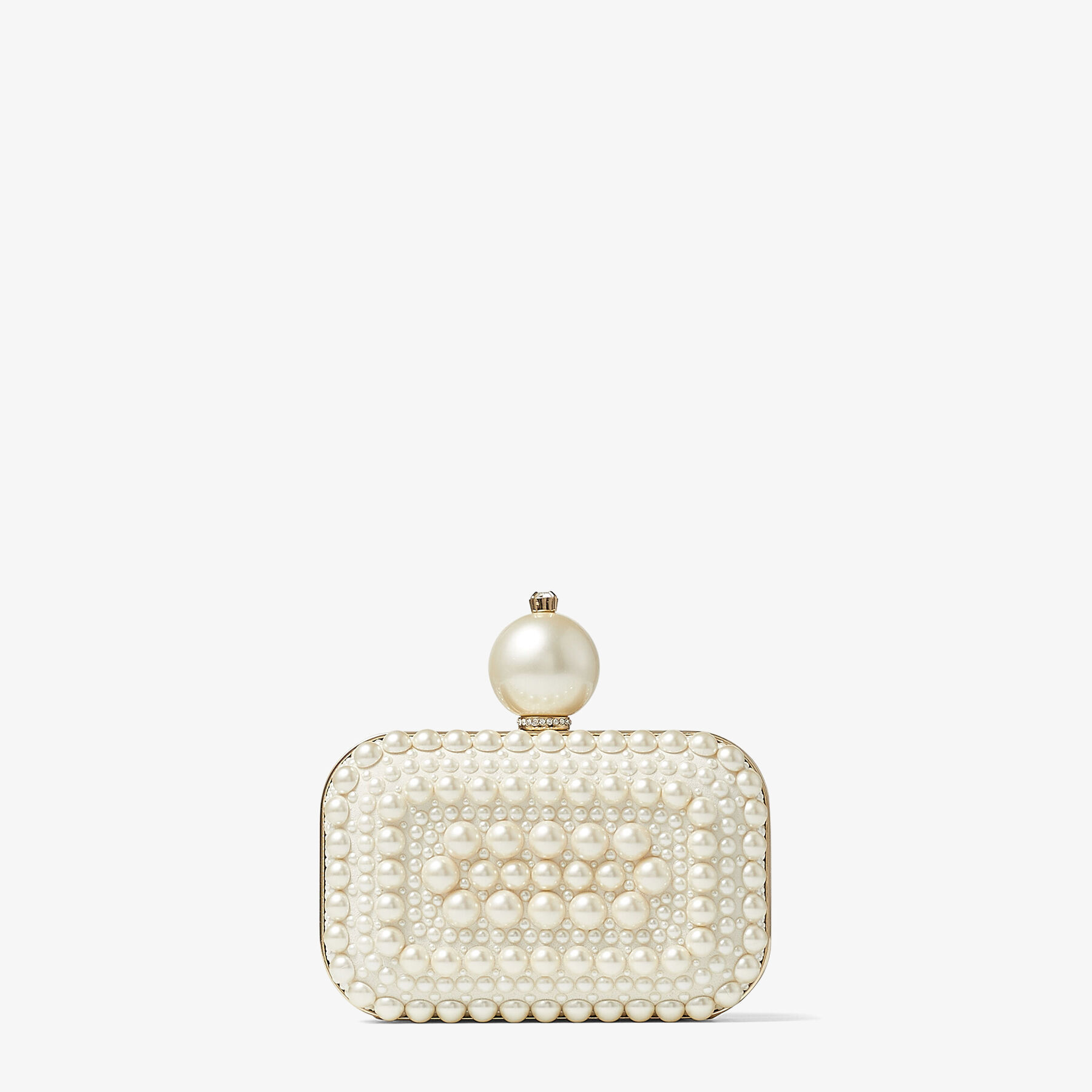 Micro Cloud White Suede Clutch Bag with All-Over Pearl Embellishment