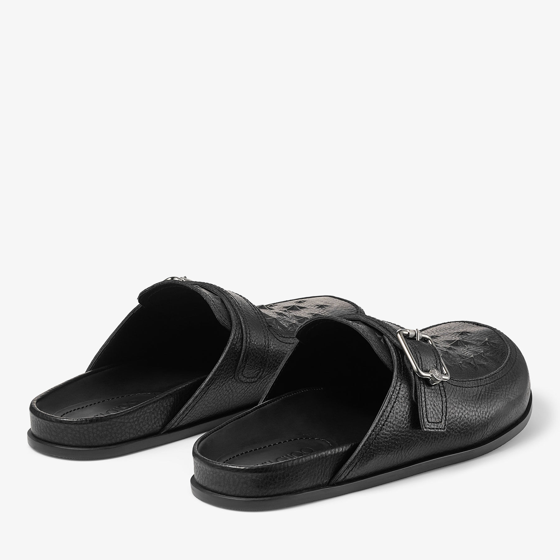 Etta Mule Black Embossed Leather Mules