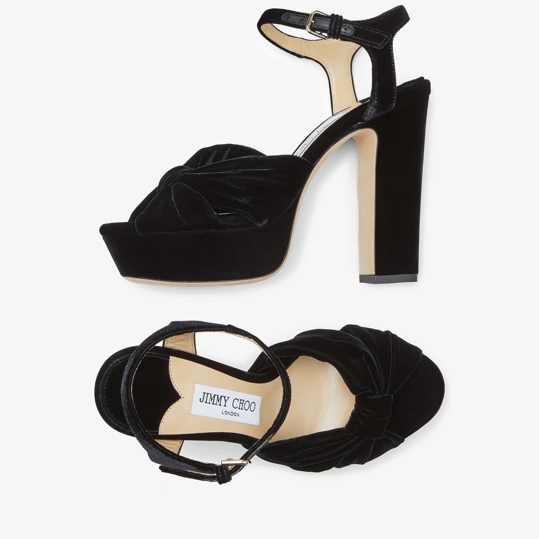 Heloise 120 Black Velvet Platform Sandals