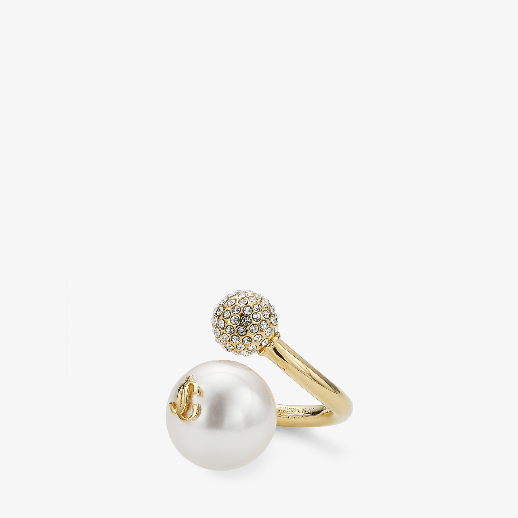 Auri Ring Gold-Finish Metal Pearl and Crystal Ring