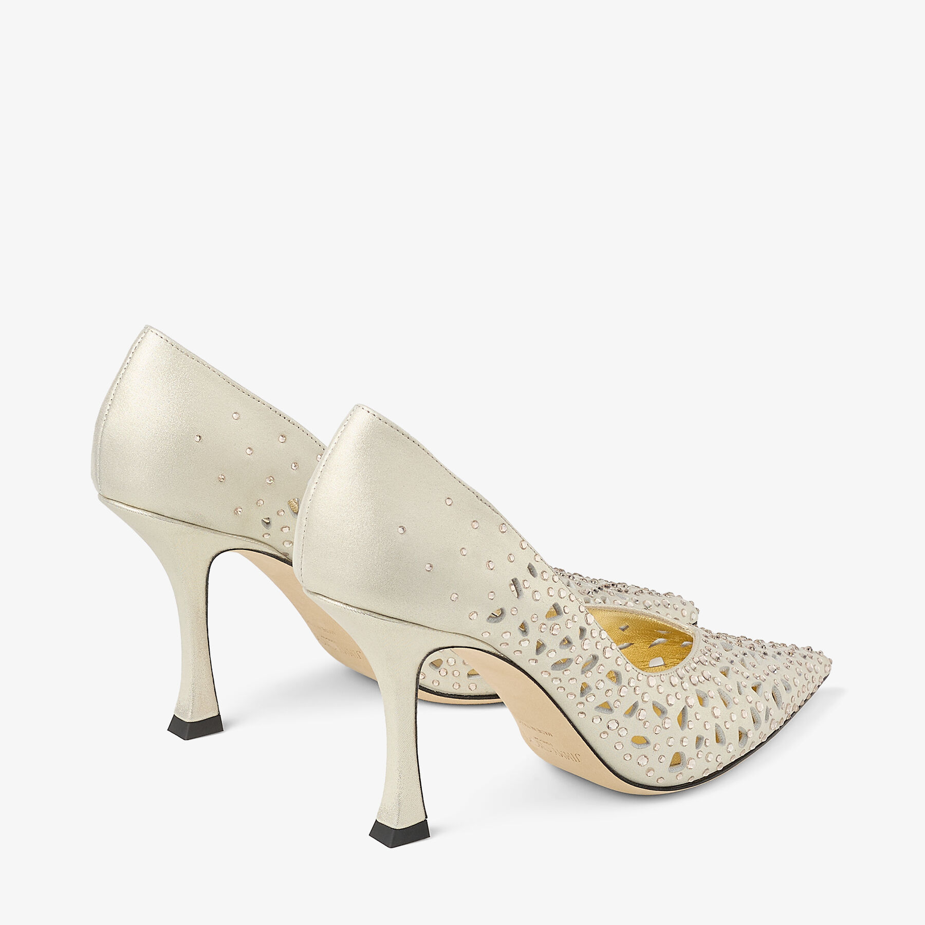 Ziri 90 Gold Shimmer Suede Crystal Pumps
