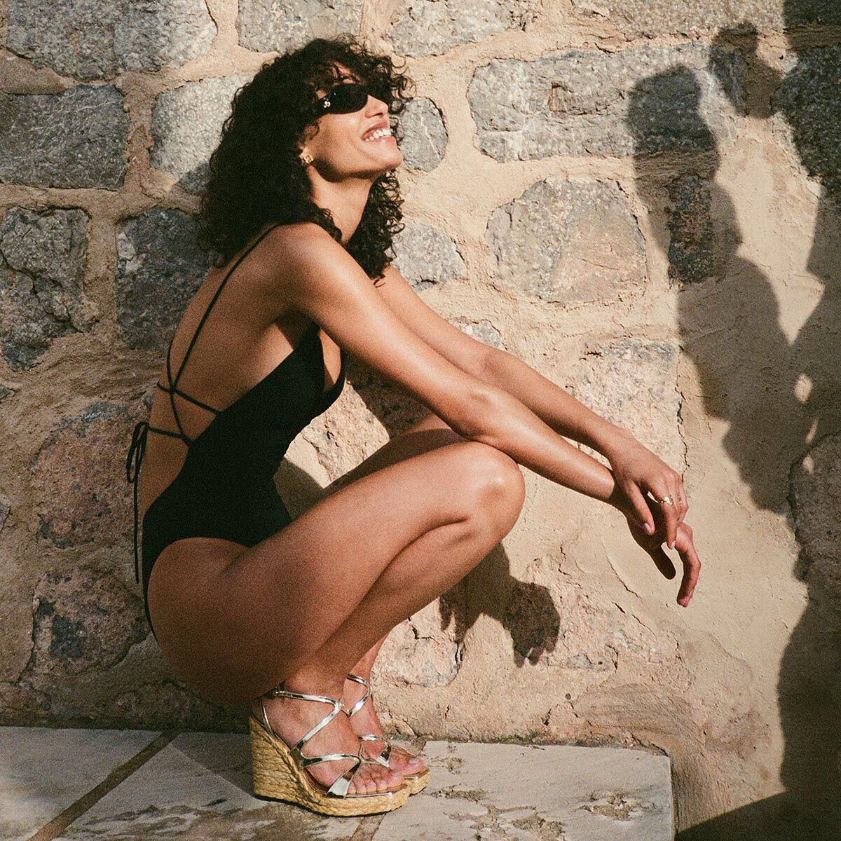 Ayla 110 Gold Metallic Leather Wedge