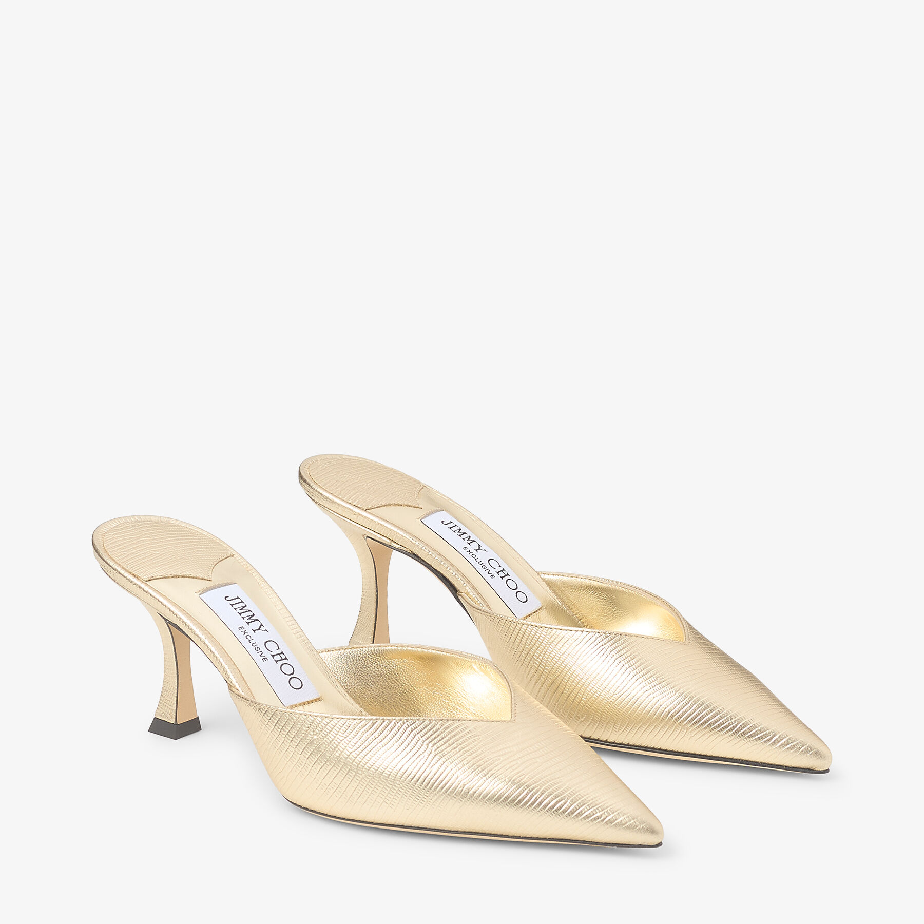 Solar 70 Gold Lizard Printed Leather Mules