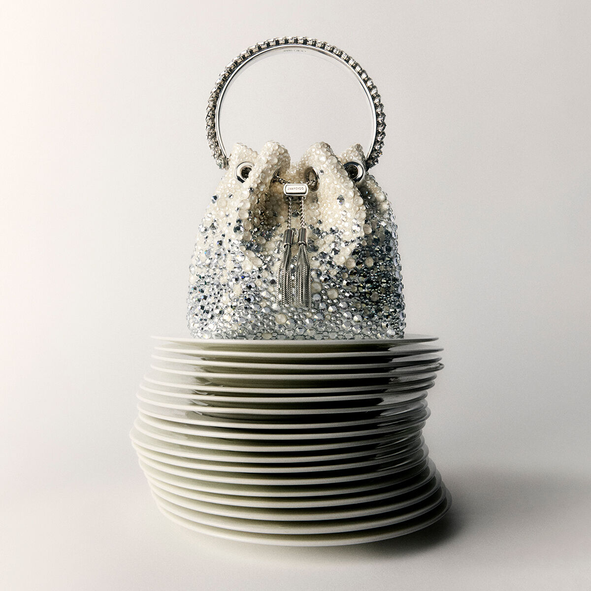 Bon Bon Ivory Satin Crystal Bag