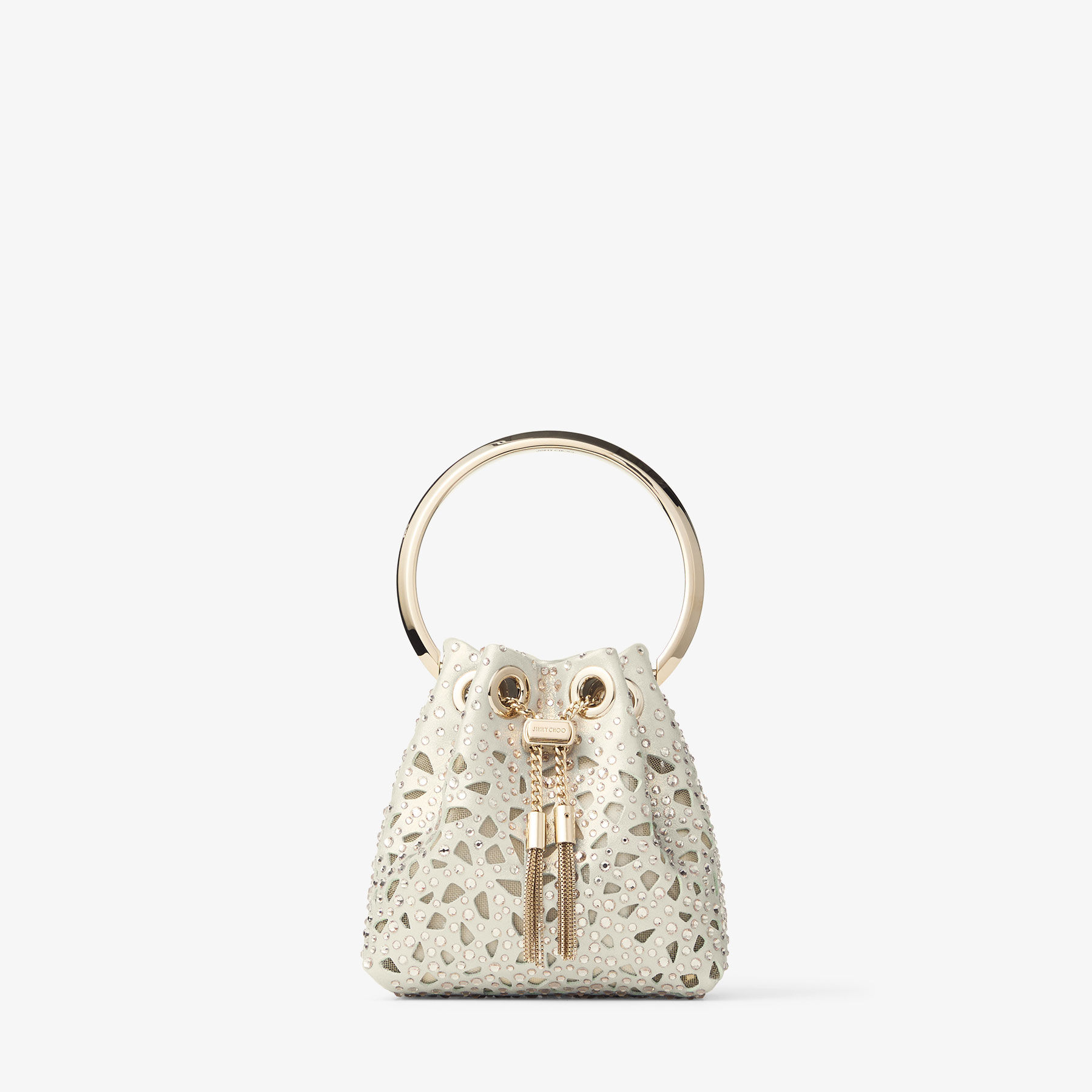 Micro Bon Bon Gold Shimmer Suede Crystal Mini Bag