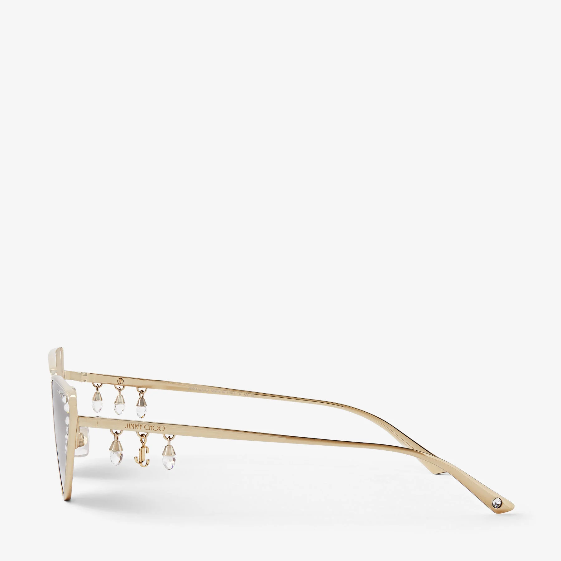 Kristal Pale Gold Cat Eye Sunglasses with Crystals