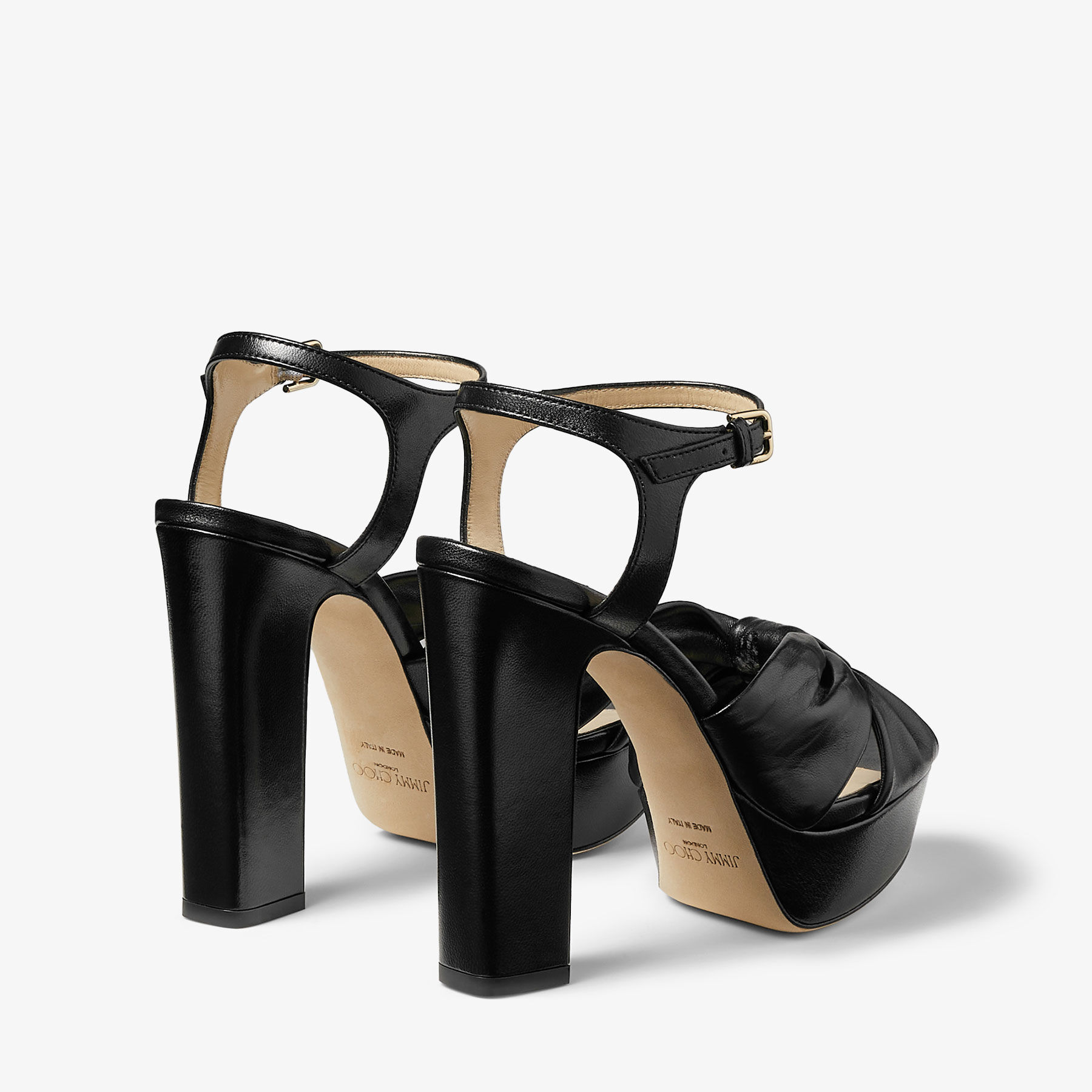 Heloise 120 Black Nappa Leather Platform Sandals