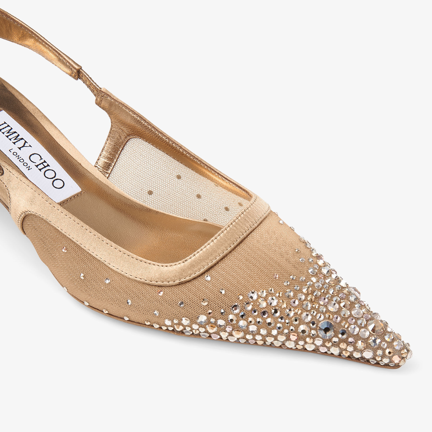 Amel 50 Bronze Crystal Mesh Satin Pumps