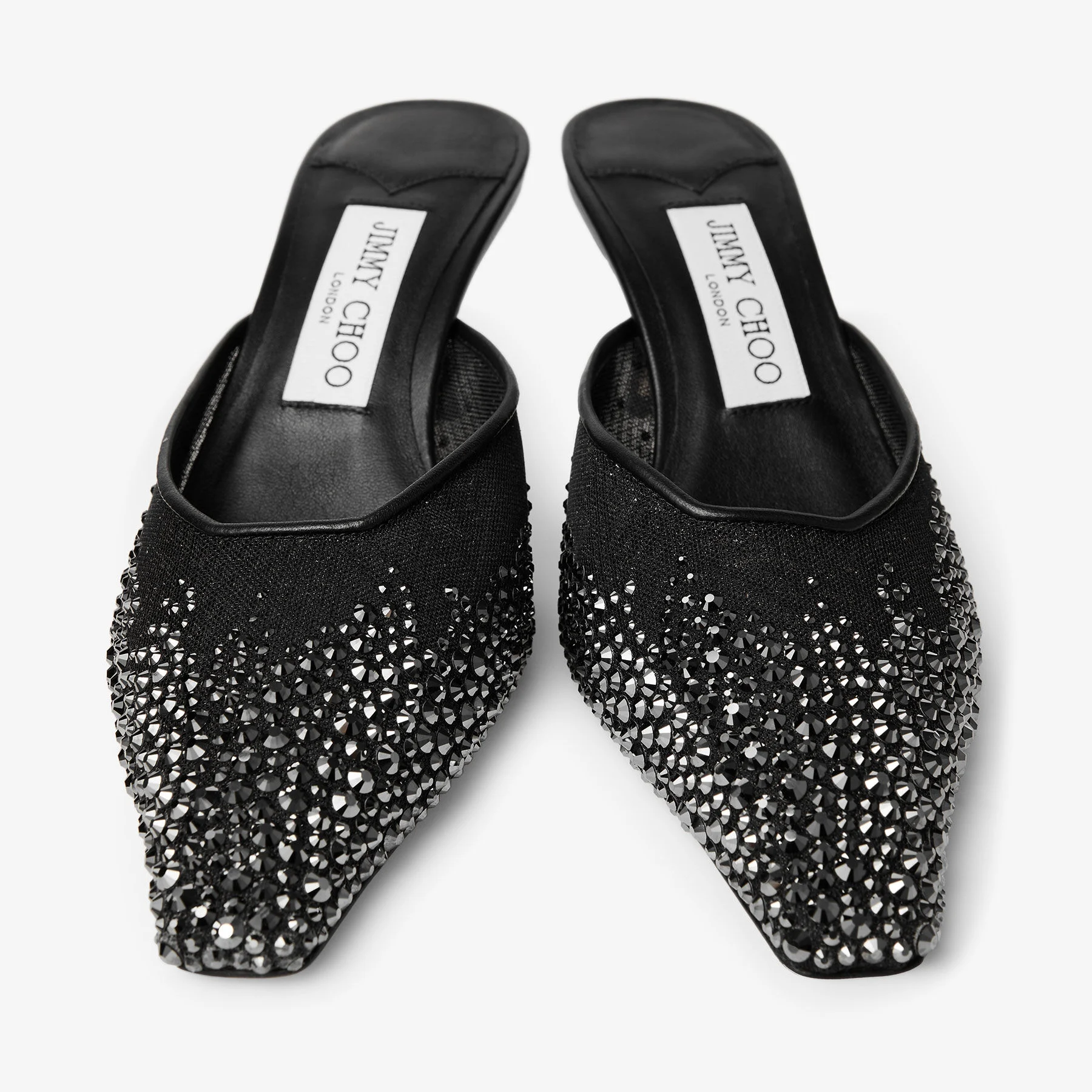 Vivi 65 Black Crystal Mesh Mules