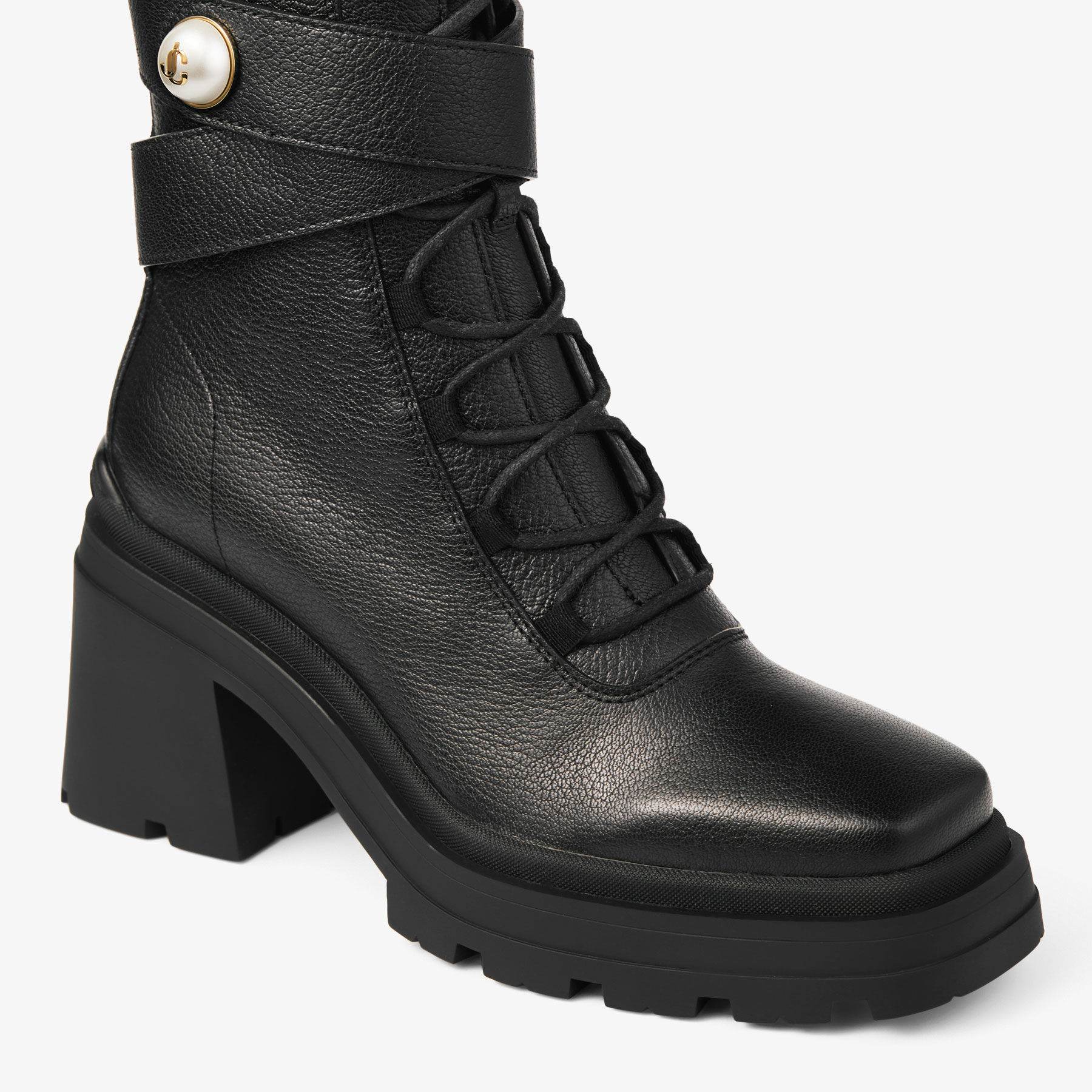 Noemi 80 Black Leather Ankle Boots