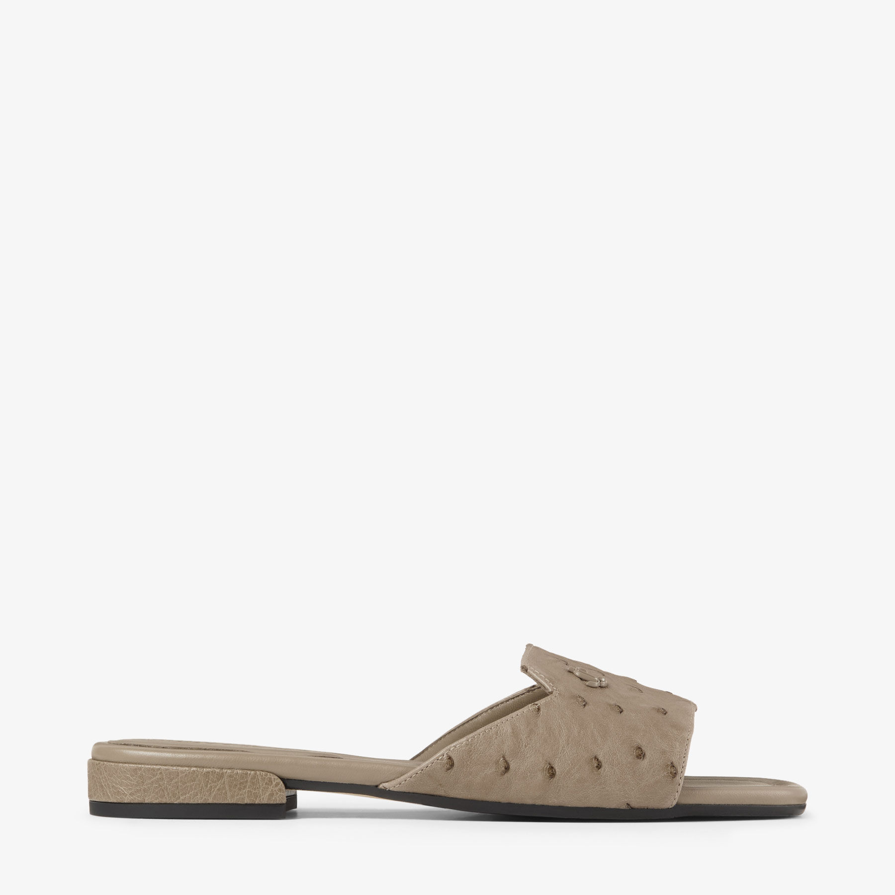 Dina Flat Taupe Ostrich Leather Flats