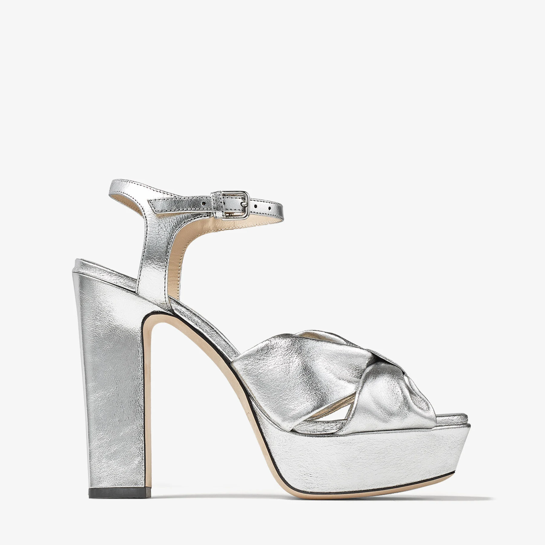 Heloise 120 Silver Metallic Nappa Leather Platform Sandals