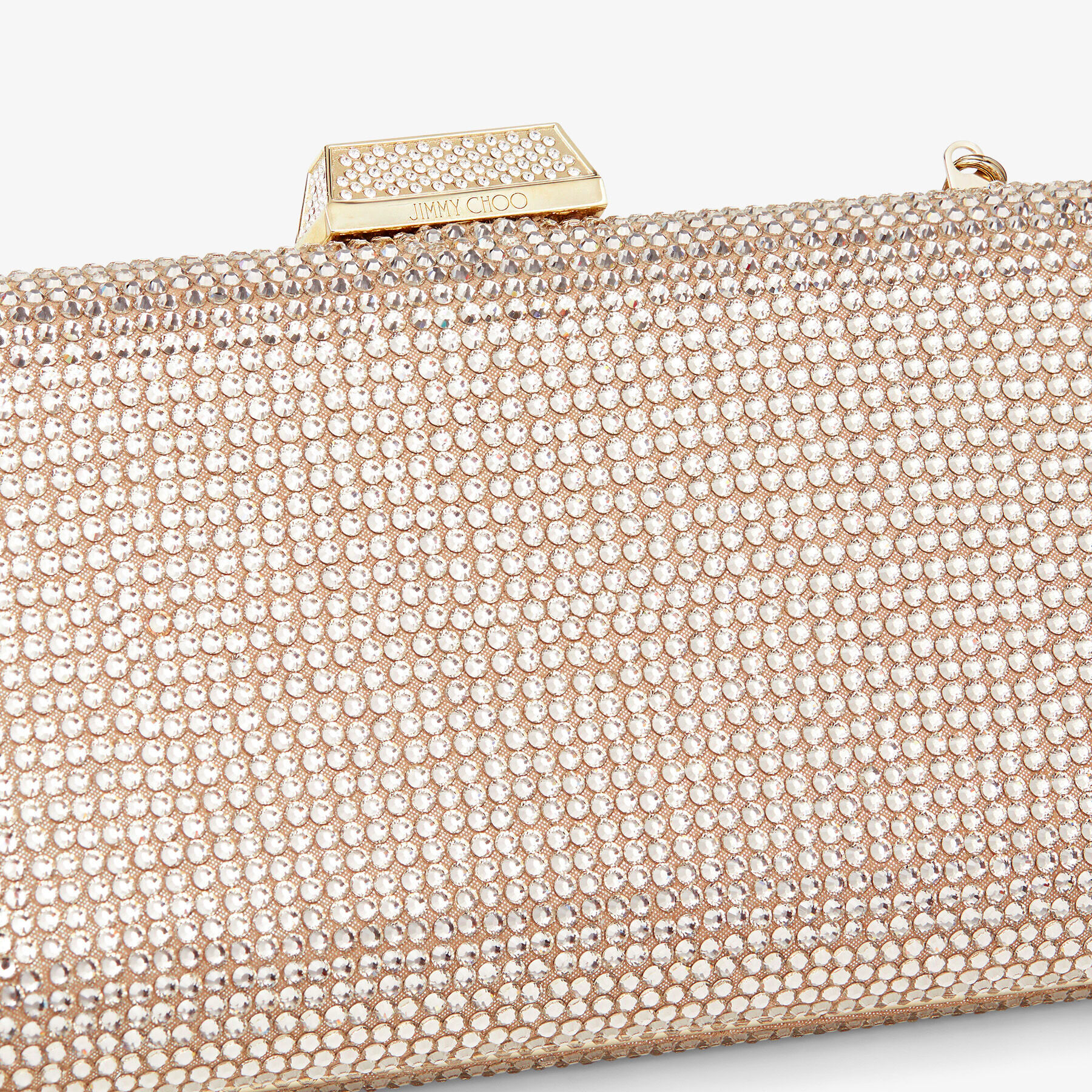 Clemmie Honey Gold Suede Clutch Bag with Crystals