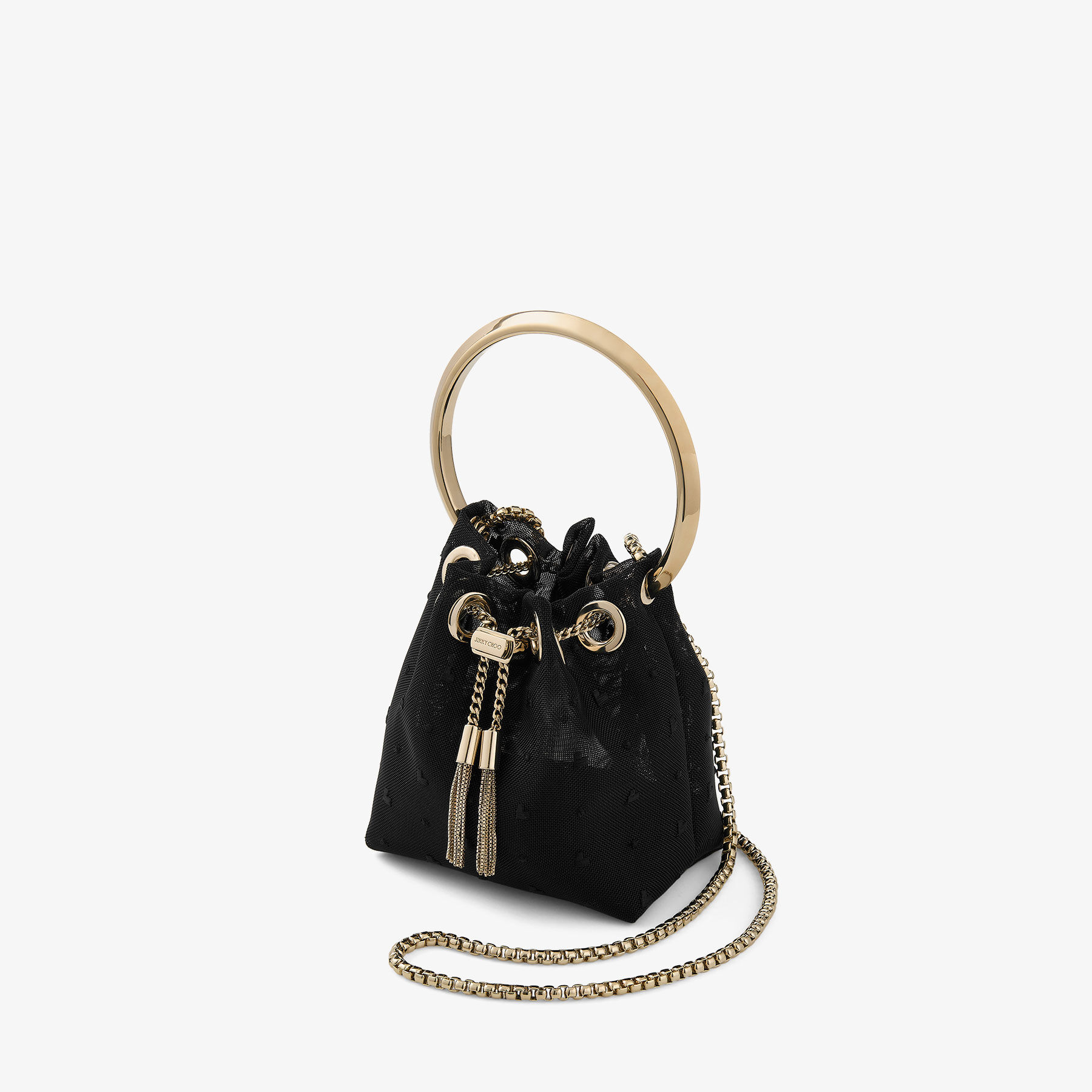 Micro Bon Bon Black Polka Dot Heart Mesh Mini Bag