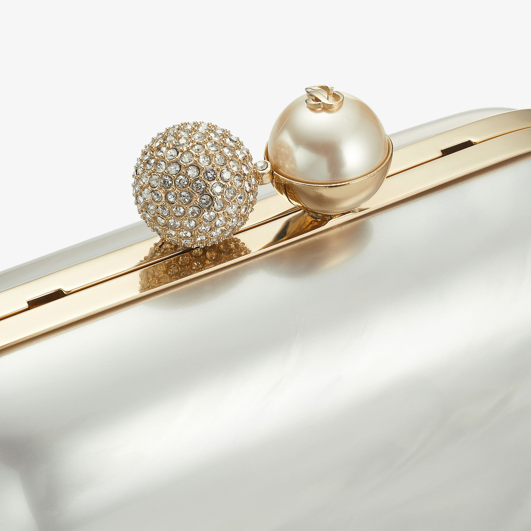 Cloud Ivory Mother of Pearl Clutch Bag with Crystal Clasp